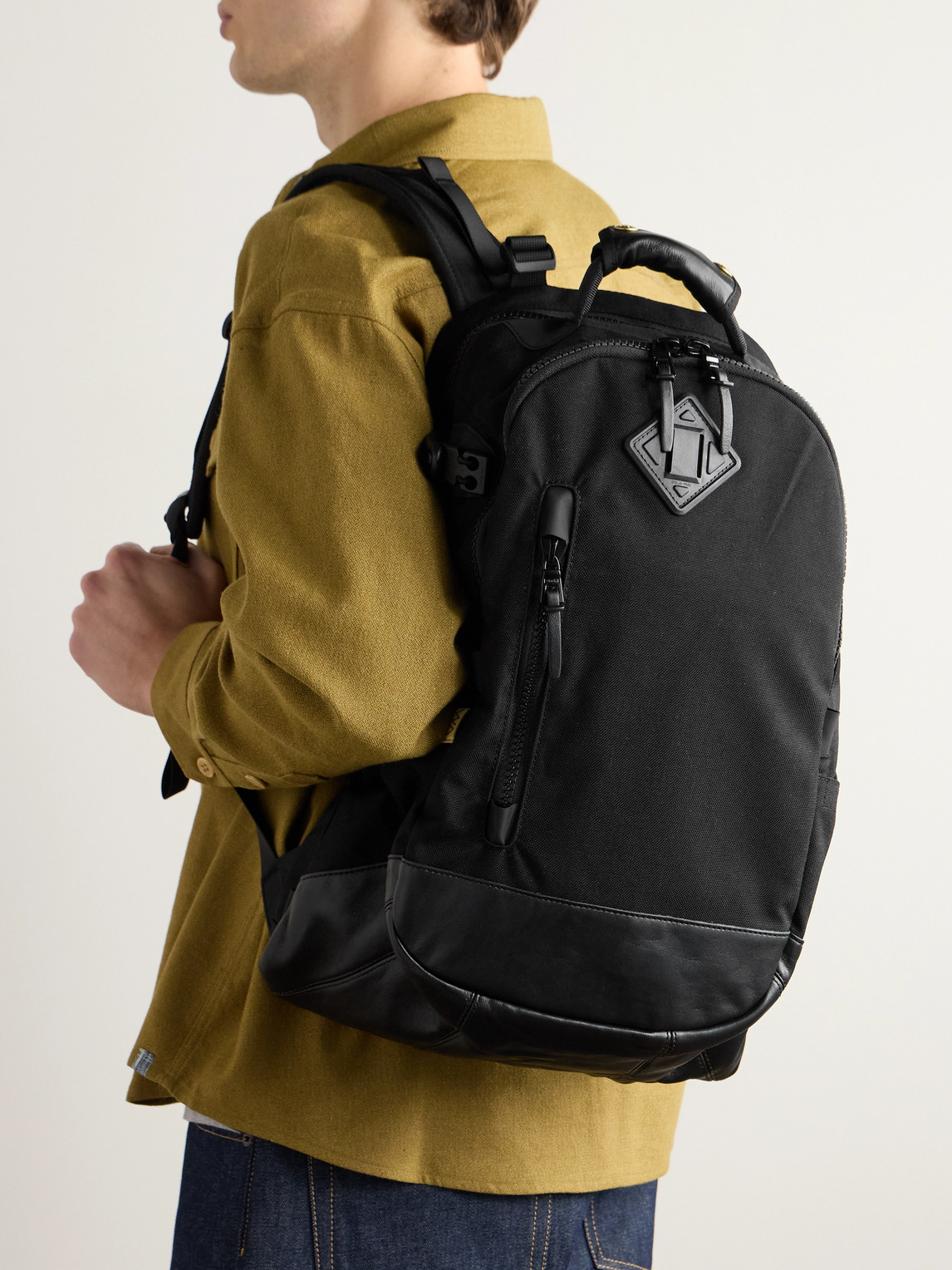 Shop Visvim 20l Leather-trimmed Cordura® Backpack In Black
