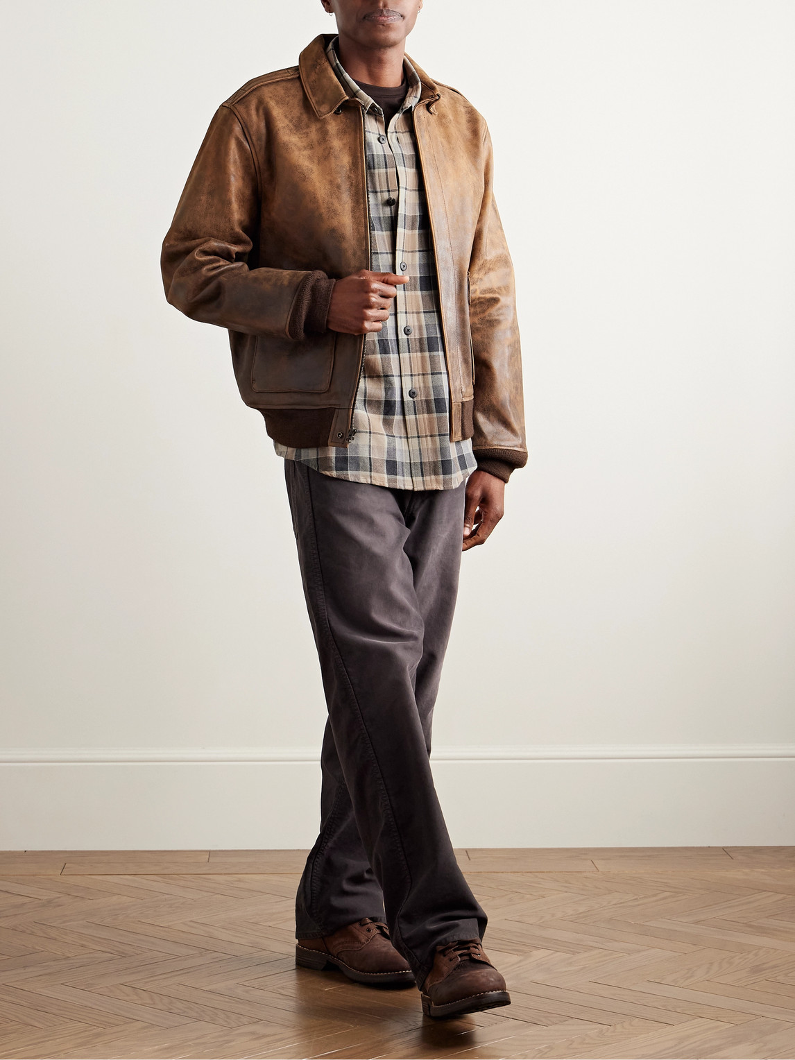Visvim Checked Wool And Linen-blend Shirt In Brown