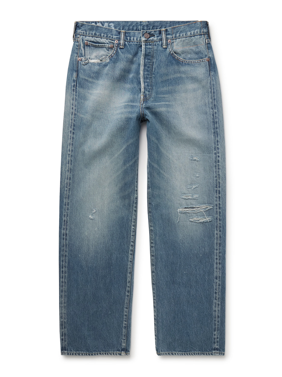 Social Sculpture 01 Straight-Leg Distressed Selvedge Jeans