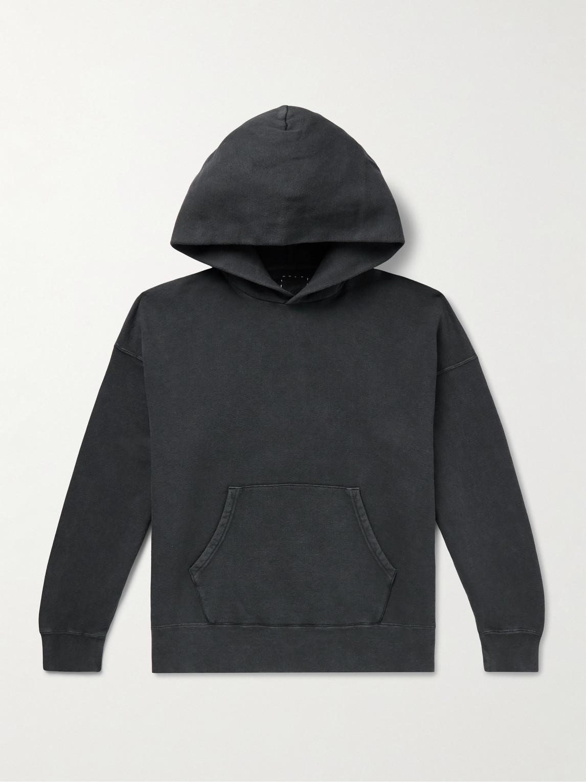 Visvim Jumbo Garment-dyed Cotton-blend Jersey Hoodie In Black