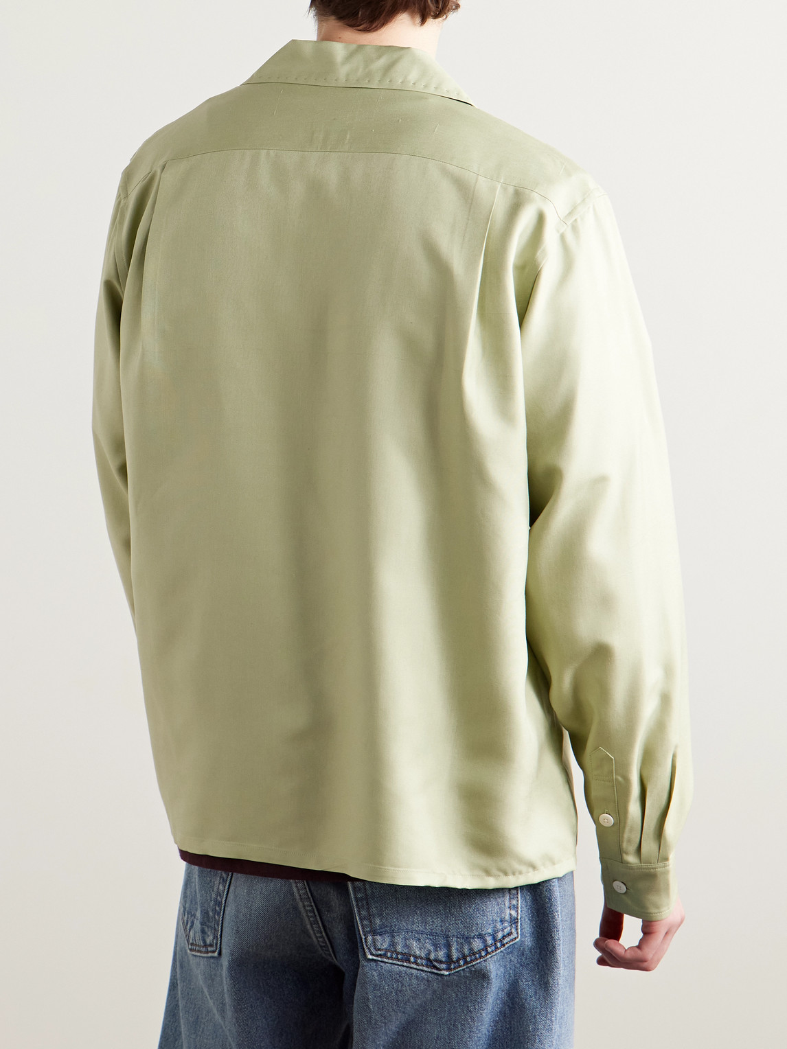 Visvim Keesey Convertible-collar Silk-shantung Shirt In Green