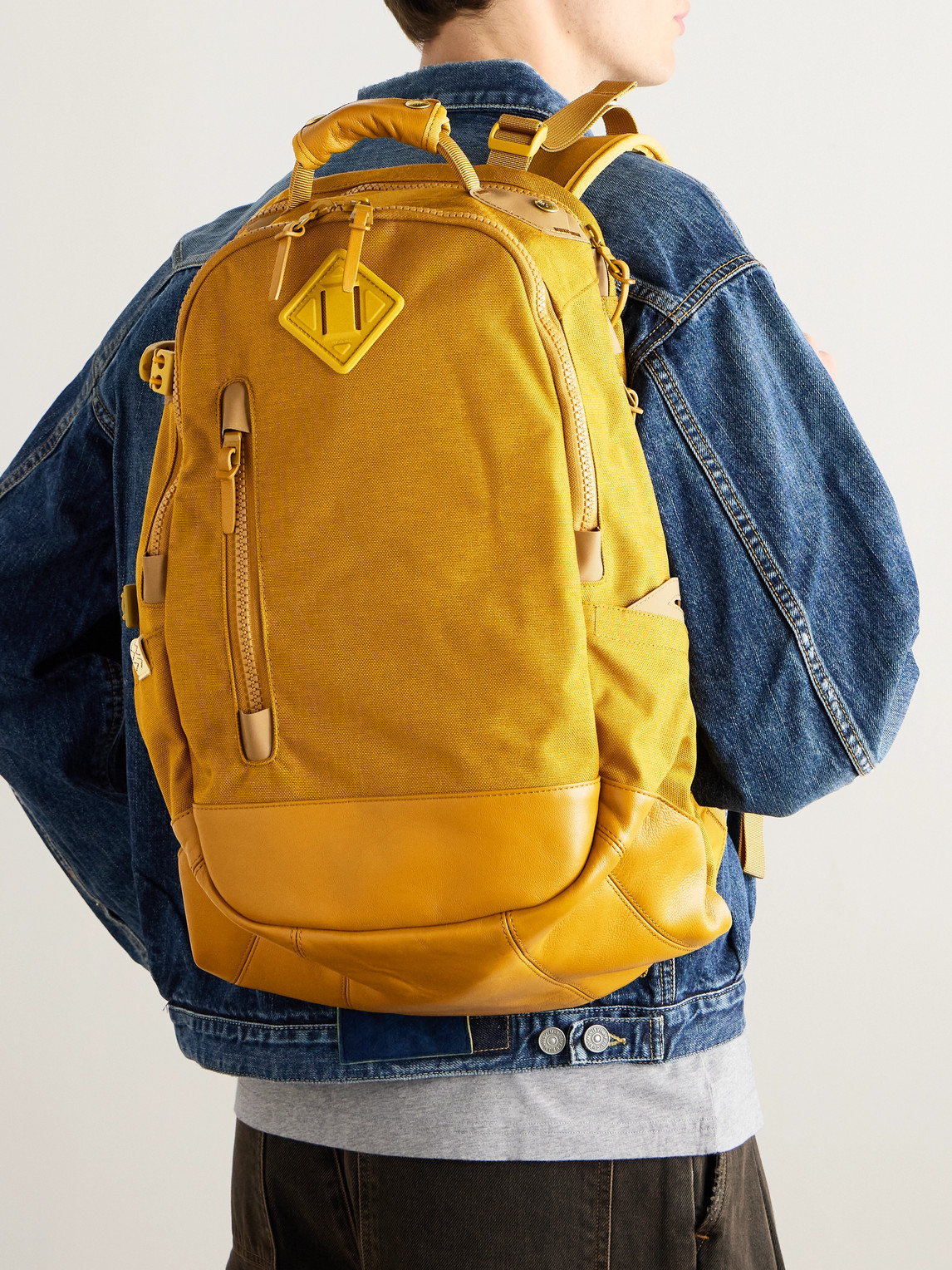 Shop Visvim 20l Leather-trimmed Cordura® Backpack In Yellow