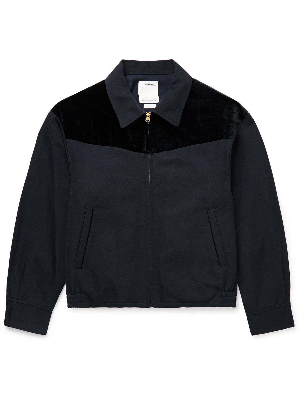 Visvim Mayfield Velour-trimmed Wool And Linen-blend Bomber Jacket In Blue