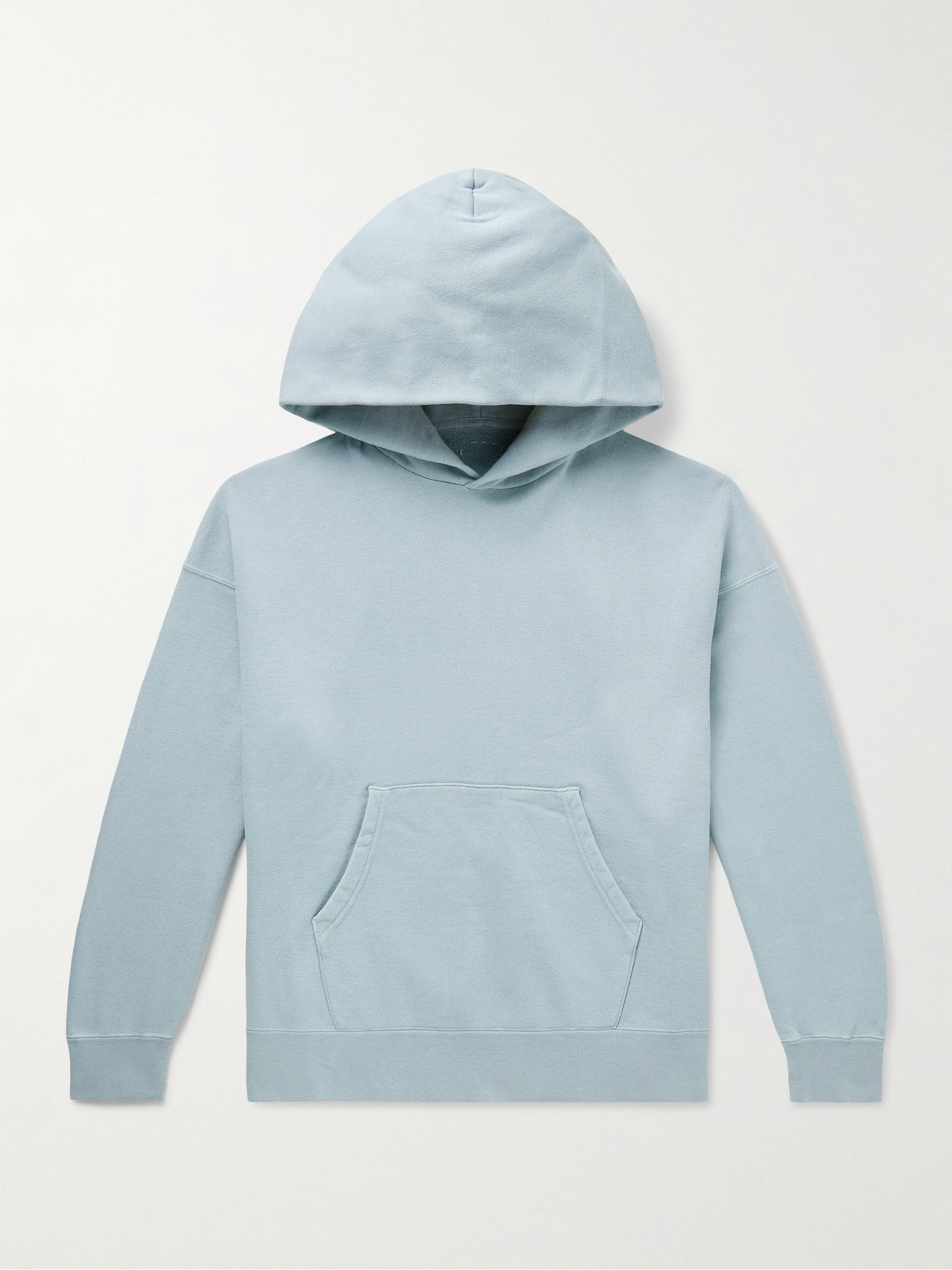 Visvim Jumbo Garment-dyed Cotton-blend Jersey Hoodie In Blue
