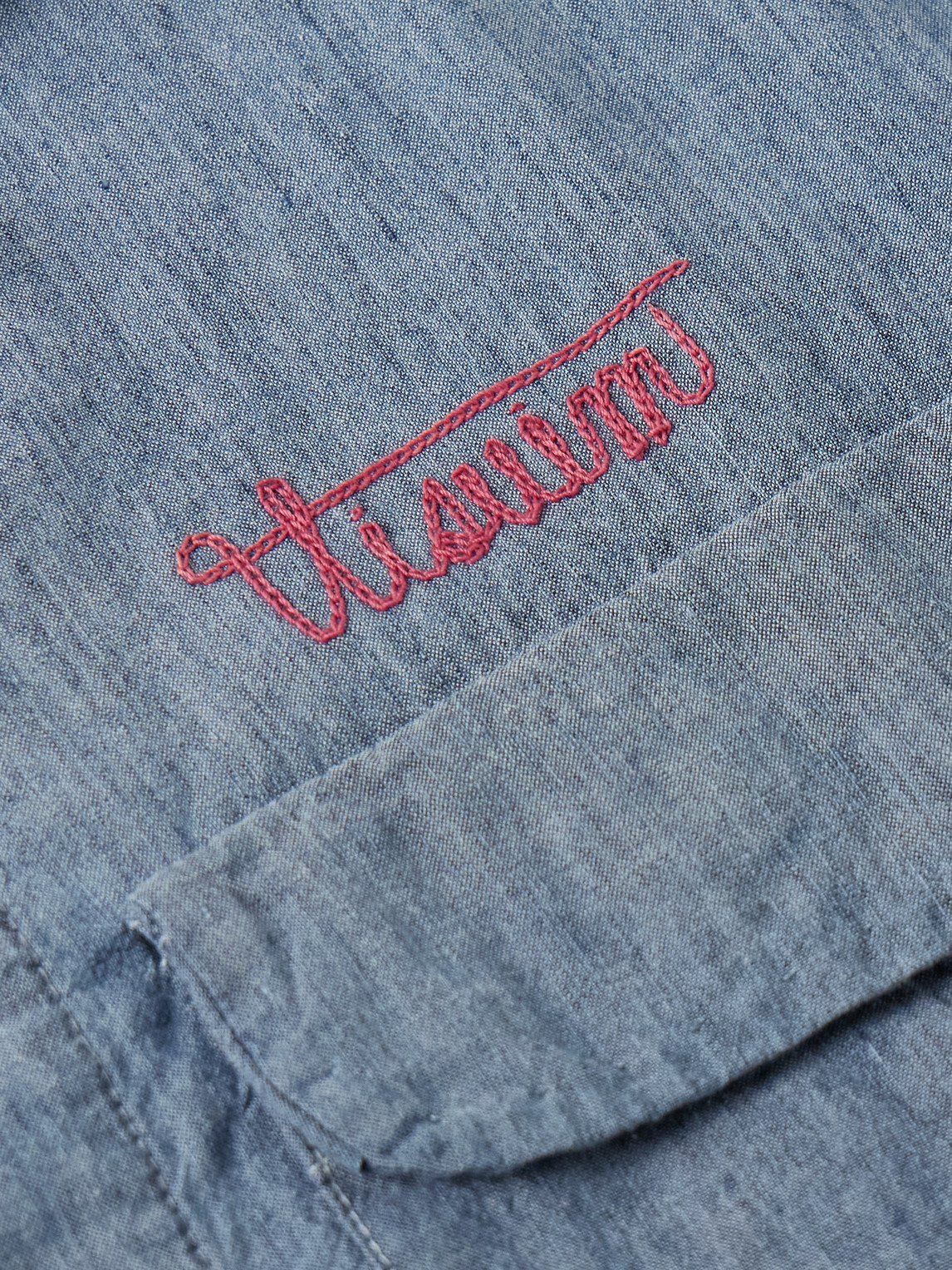 Visvim Keesey Convertible-collar Logo-embroidered Cotton And Silk-blend Chambray Shirt