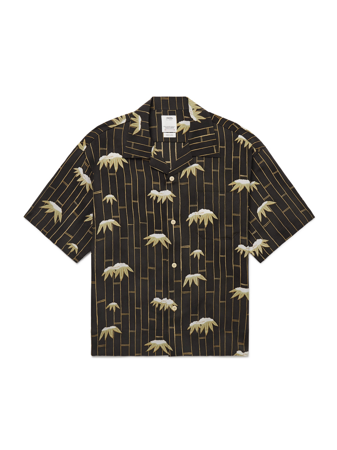 Visvim Copa Camp-collar Printed Silk Shirt In Black