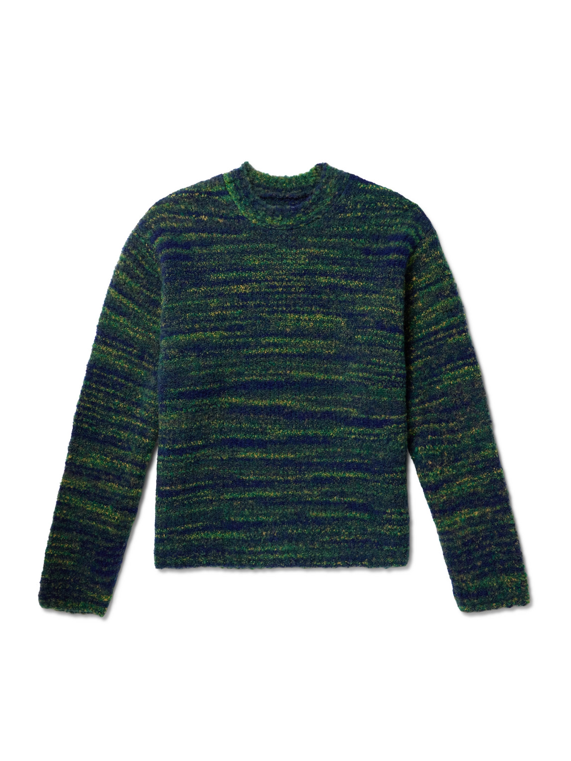 Nudie Jeans Gurra Wool-blend Bouclé Sweater In Green