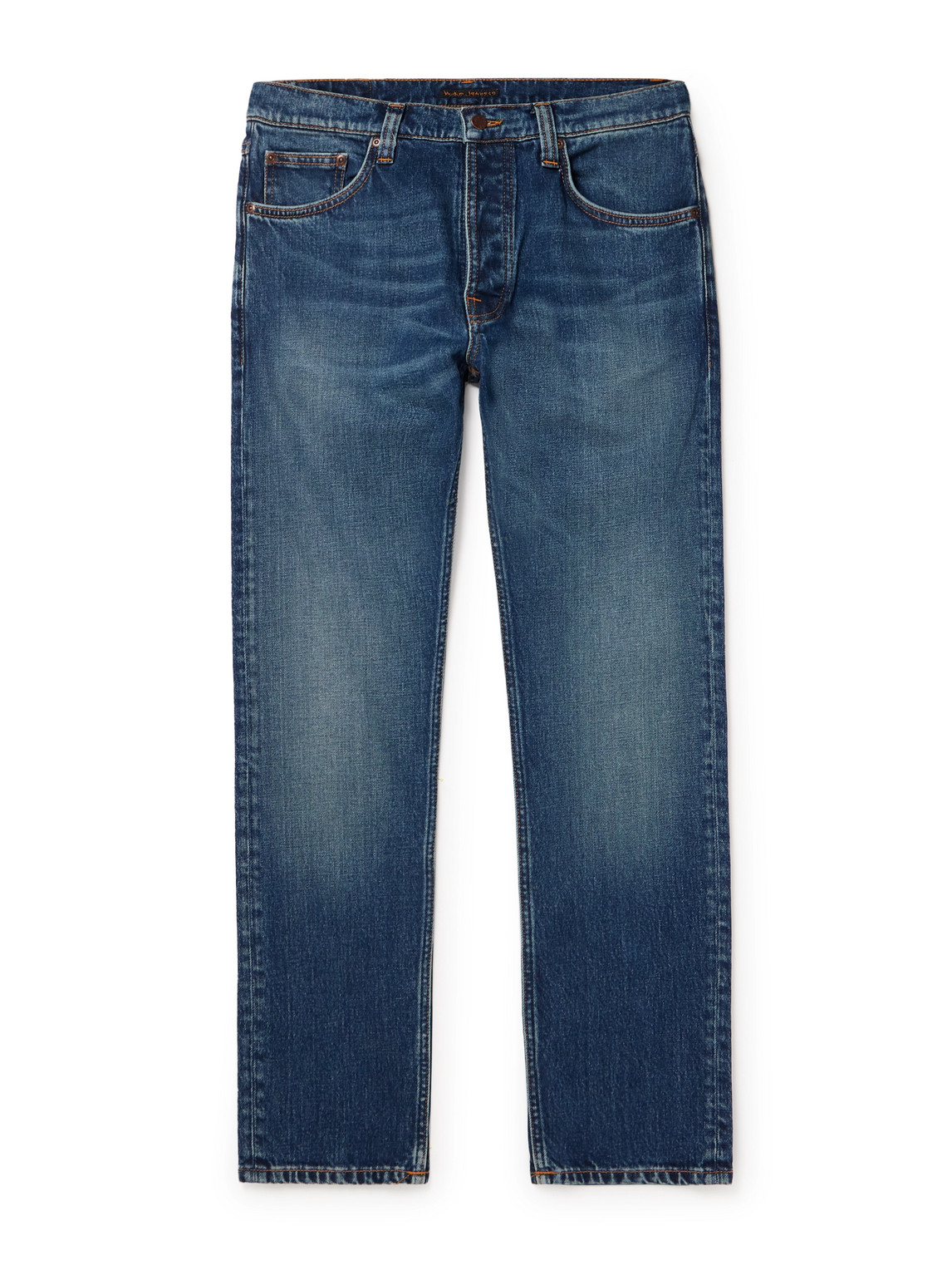 Nudie Jeans Solid Ollie Slim-fit Straight-leg Jeans In Blue