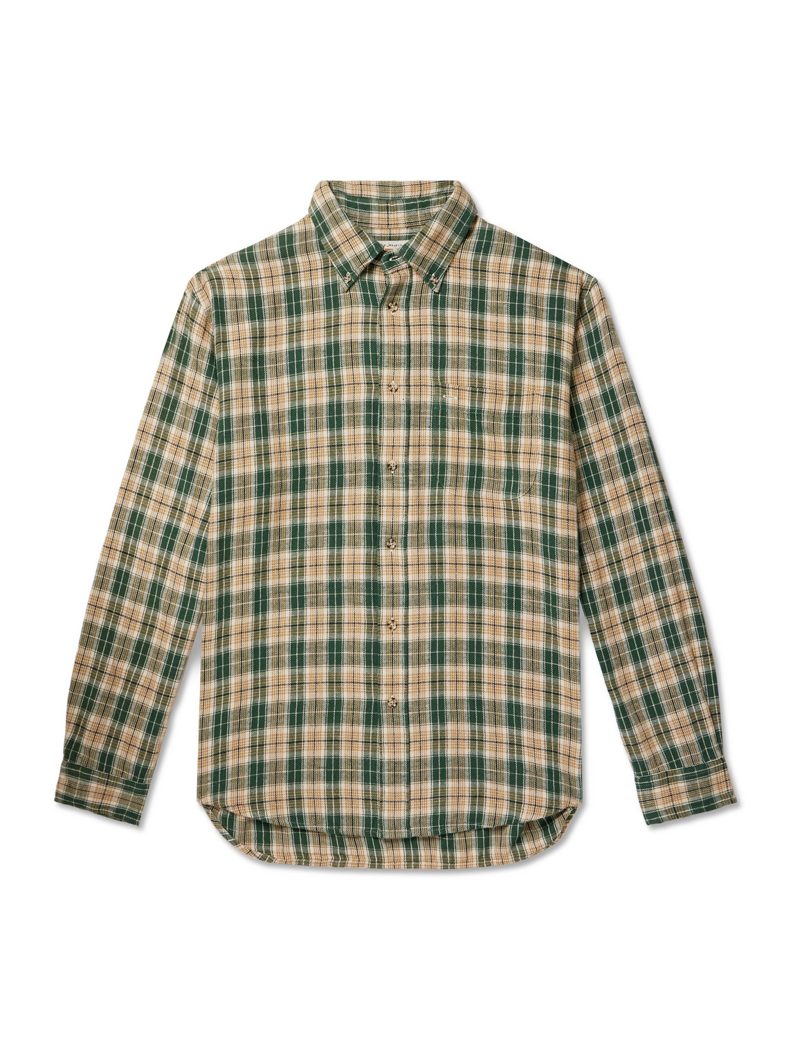Julian Button-Down Collar Checked Cotton and Linen-Blend Shirt