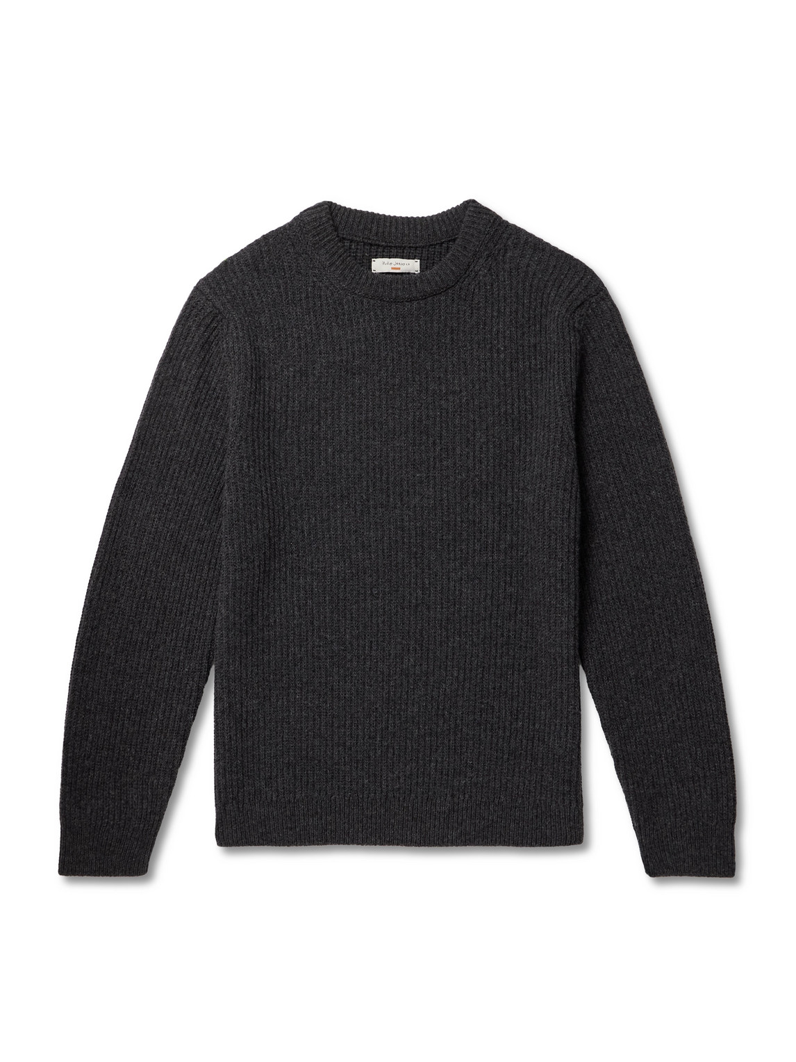 Nudie Jeans August Ribbed Wool Sweater In Gray