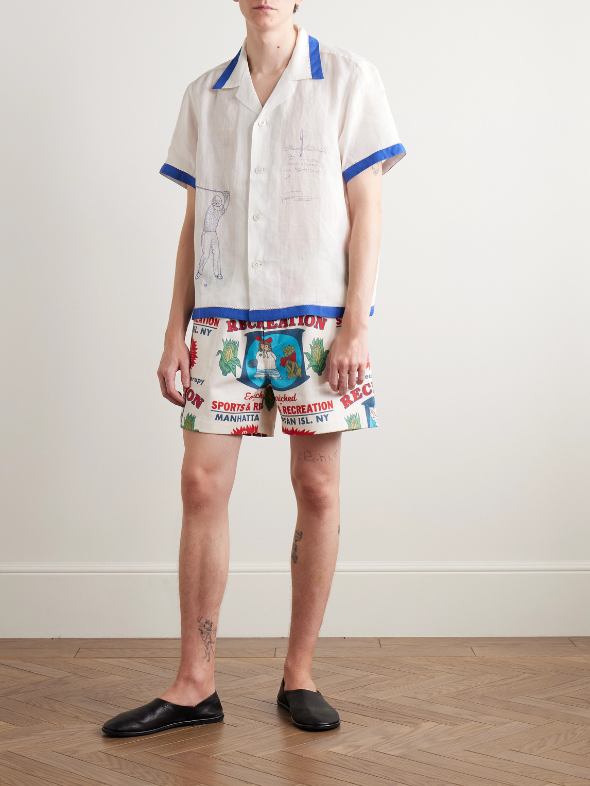 Bode Rec. Enrichment Straight-leg Printed Cotton-twill Shorts In Red