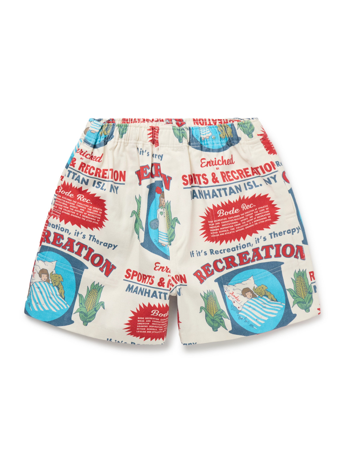 Bode Rec. Enrichment Straight-leg Printed Cotton-twill Shorts In Red