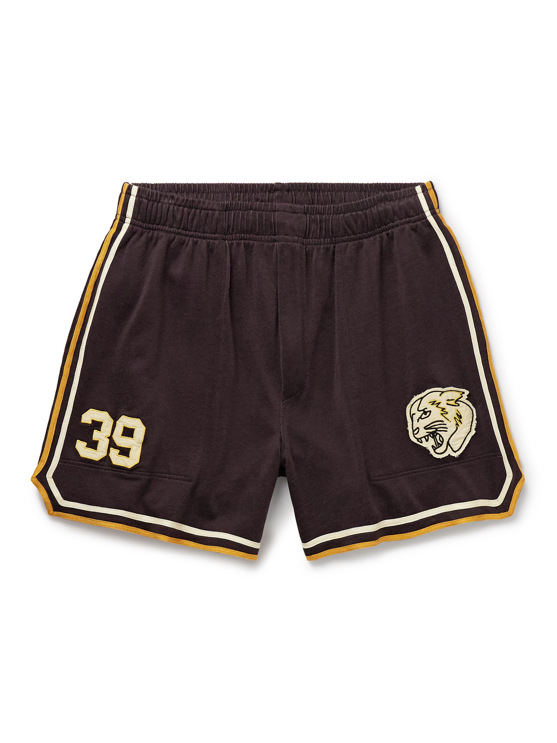 Bode Bobcat Appliquéd Striped Jersey Shorts