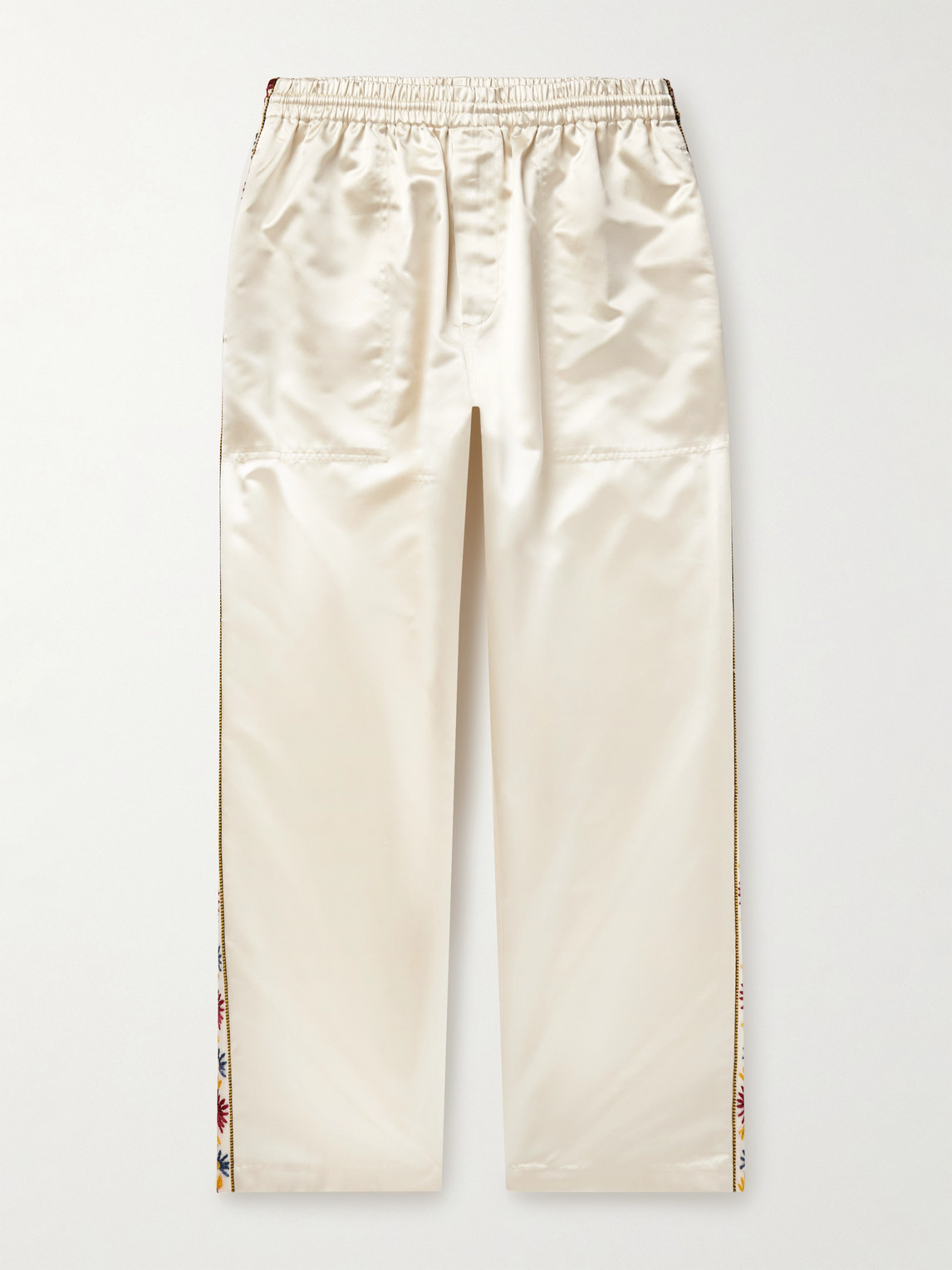 BODE Candyfloss traight-Leg Embroidered Voile-Trimmed atin Track Pants - Men