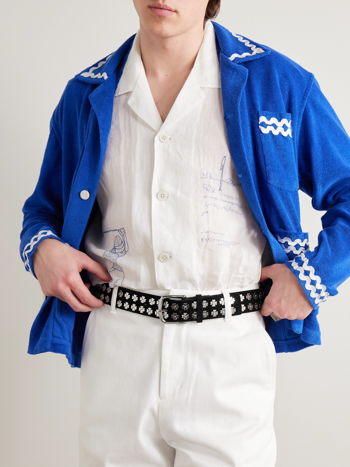 BODE CLOVER 4CM EMBELLISHED SUEDE BELT
