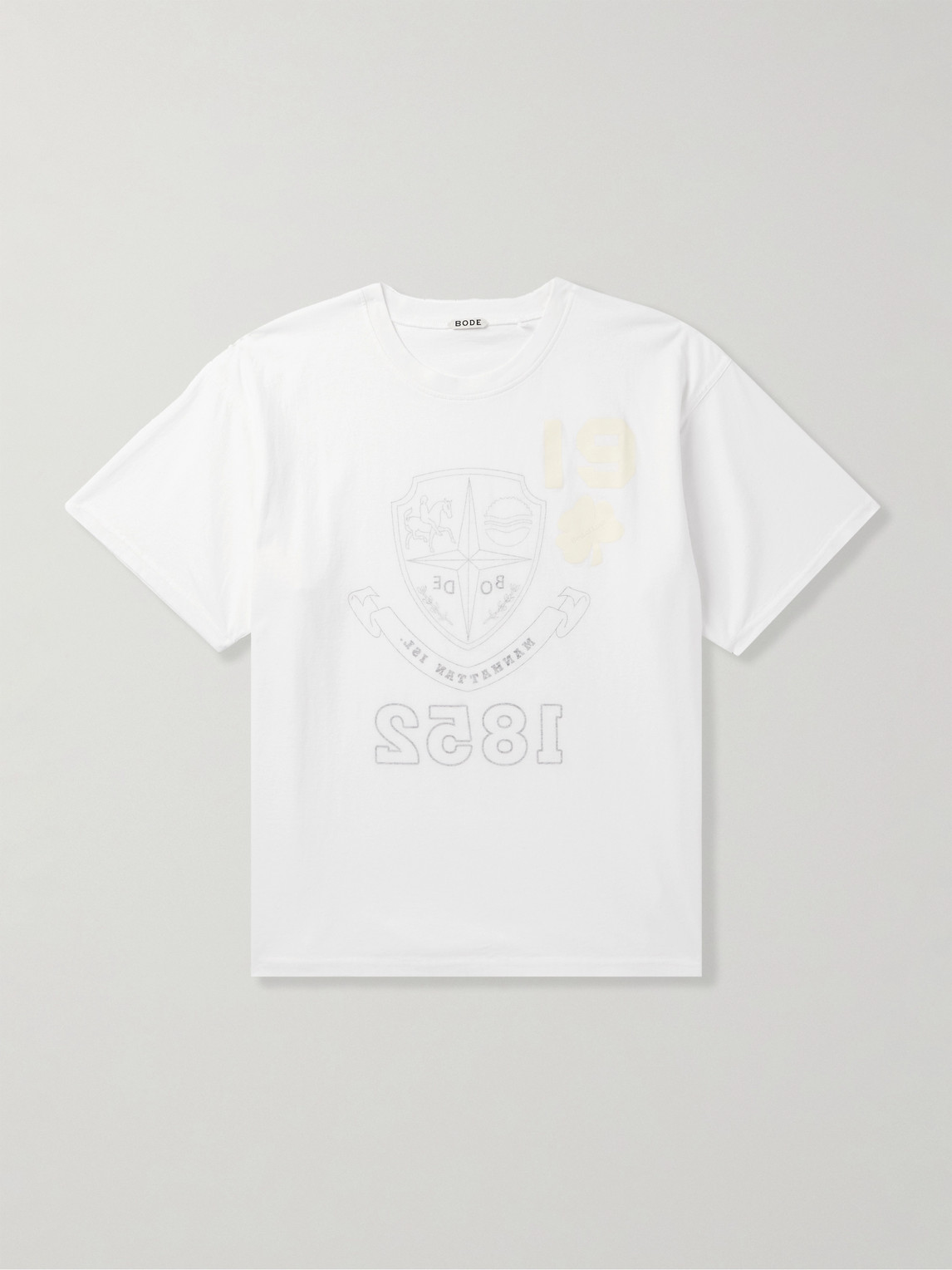 Bode Cropped Reversible Printed Cotton-jersey T-shirt In White