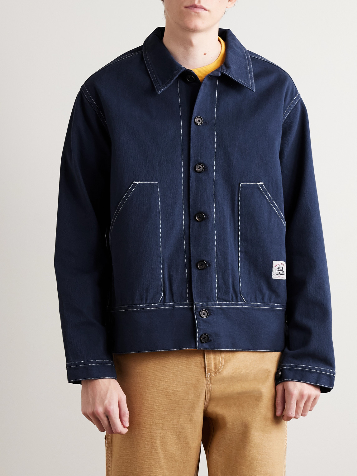 Bode Knolly Brook Side Tab Jacket In Blue