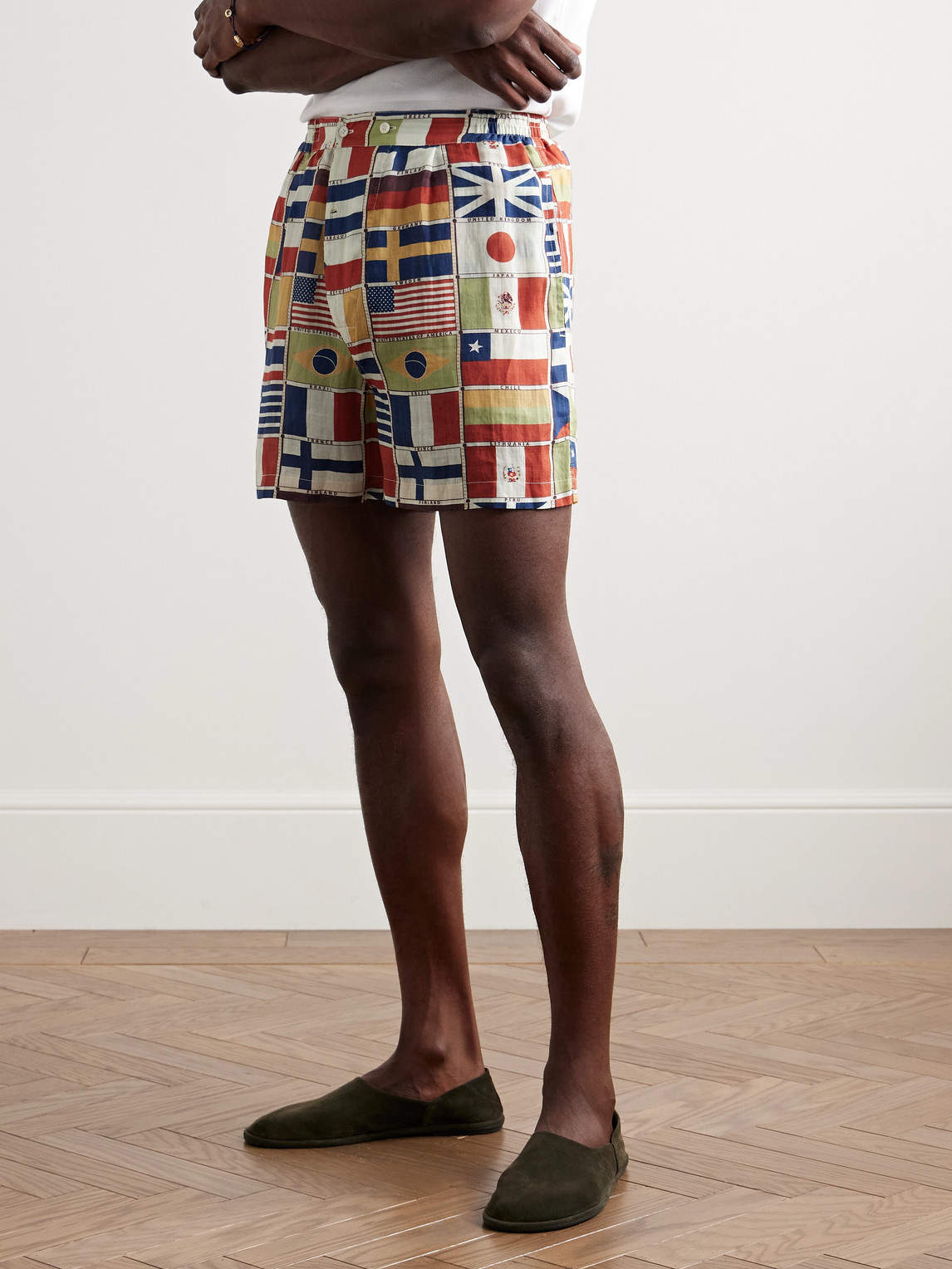 Bode International Straight-leg Printed Linen Shorts In Multi