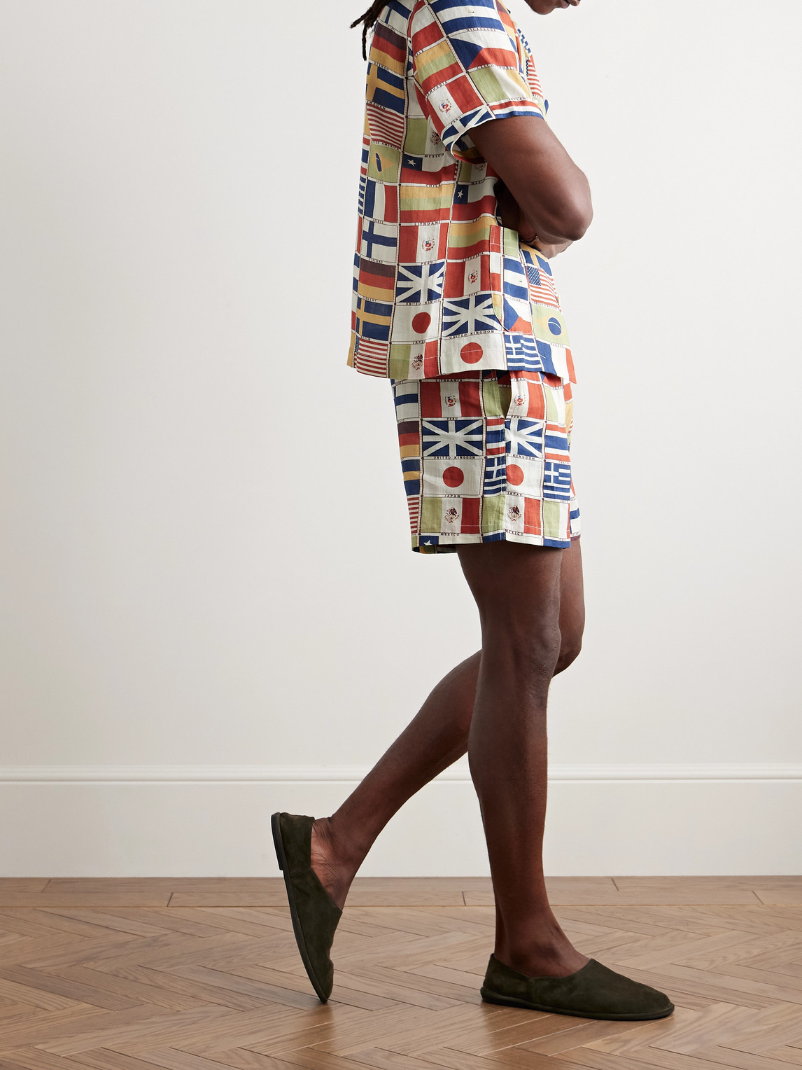 Bode International Straight-leg Printed Linen Shorts In Multi
