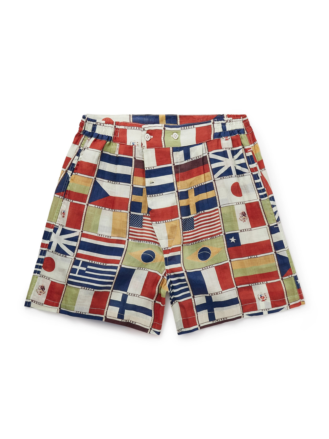Bode International Straight-leg Printed Linen Shorts In Multi