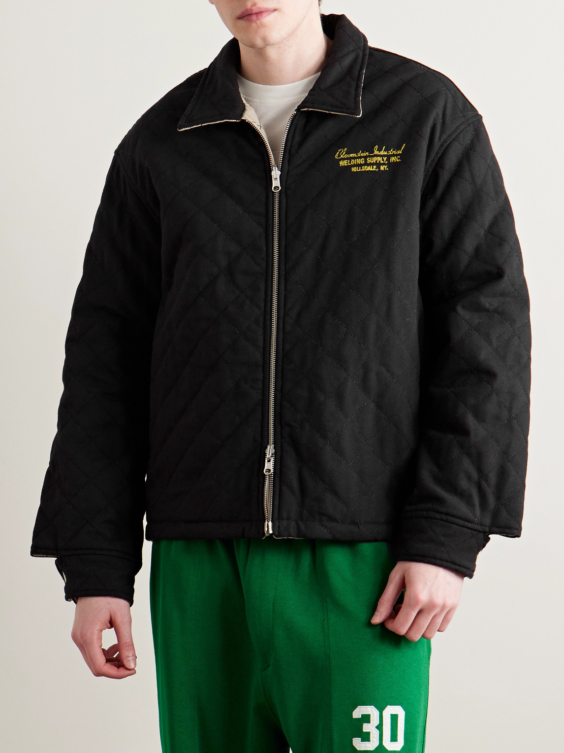 Bode Bloomstein Reversible Printed Quilted Cotton-twill Jacket In Black