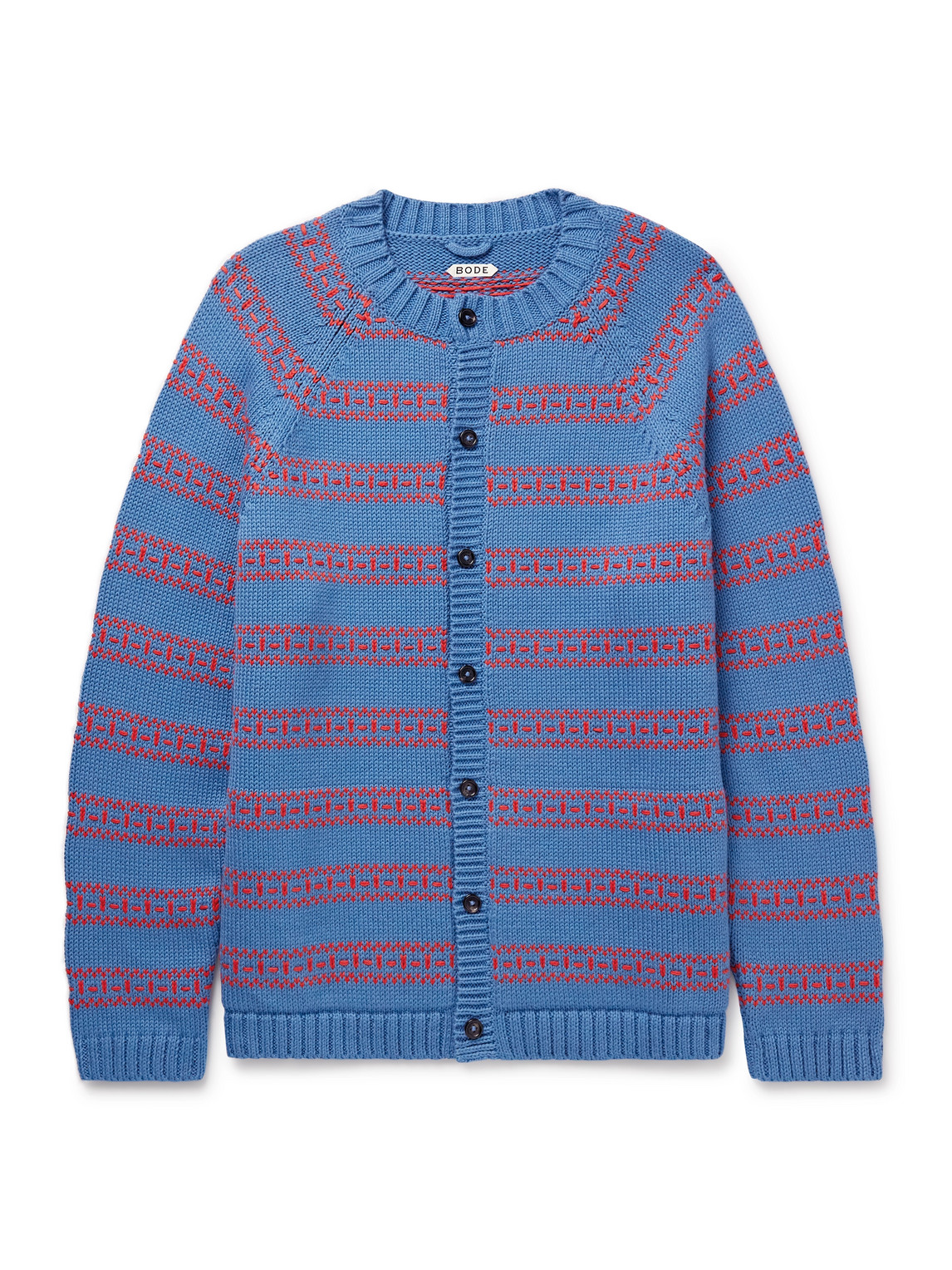 Meandering Striped Jacquard-Knit Pima Cotton and Merino Wool-Blend Cardigan
