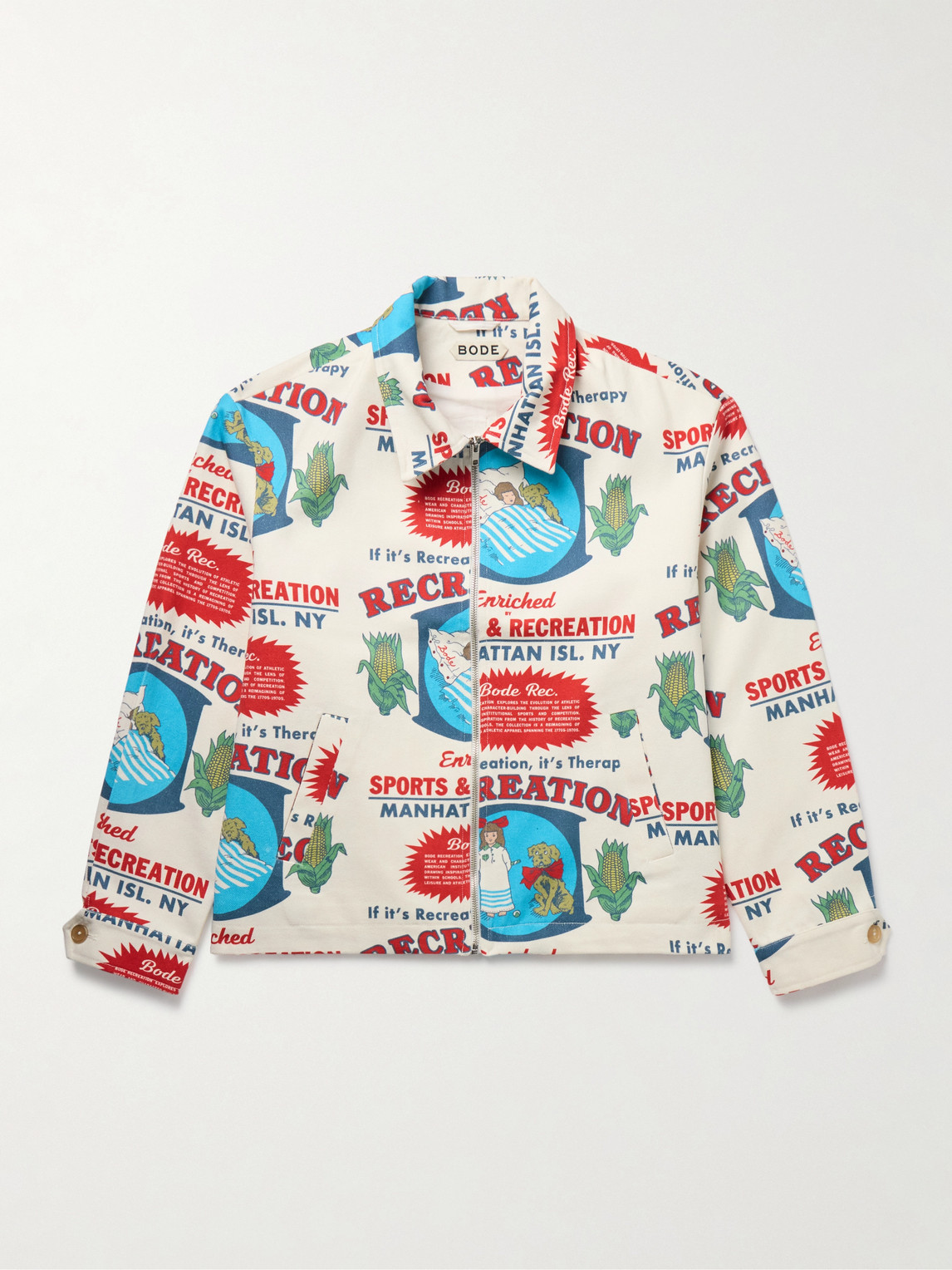 Bode Rec. Enrichment Printed Cotton-twill Jacket In Red