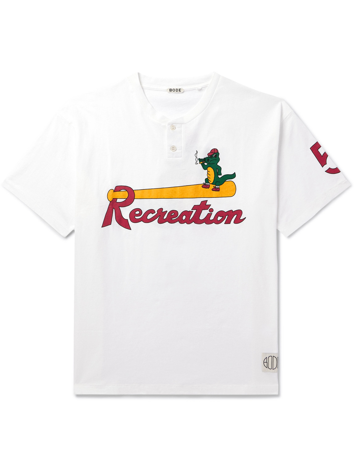 Printed Cotton-Jersey Henley T-Shirt