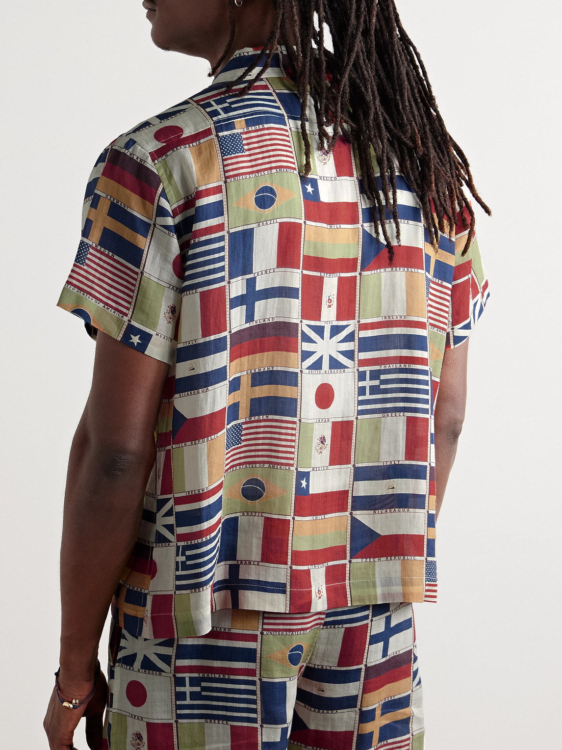 Bode International Camp-collar Printed Linen Shirt In Multi