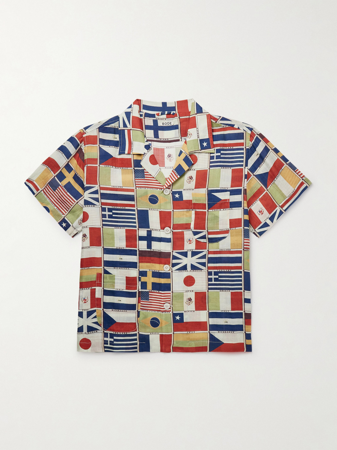 BODE International Camp-Collar Printed Linen Shirt - Men
