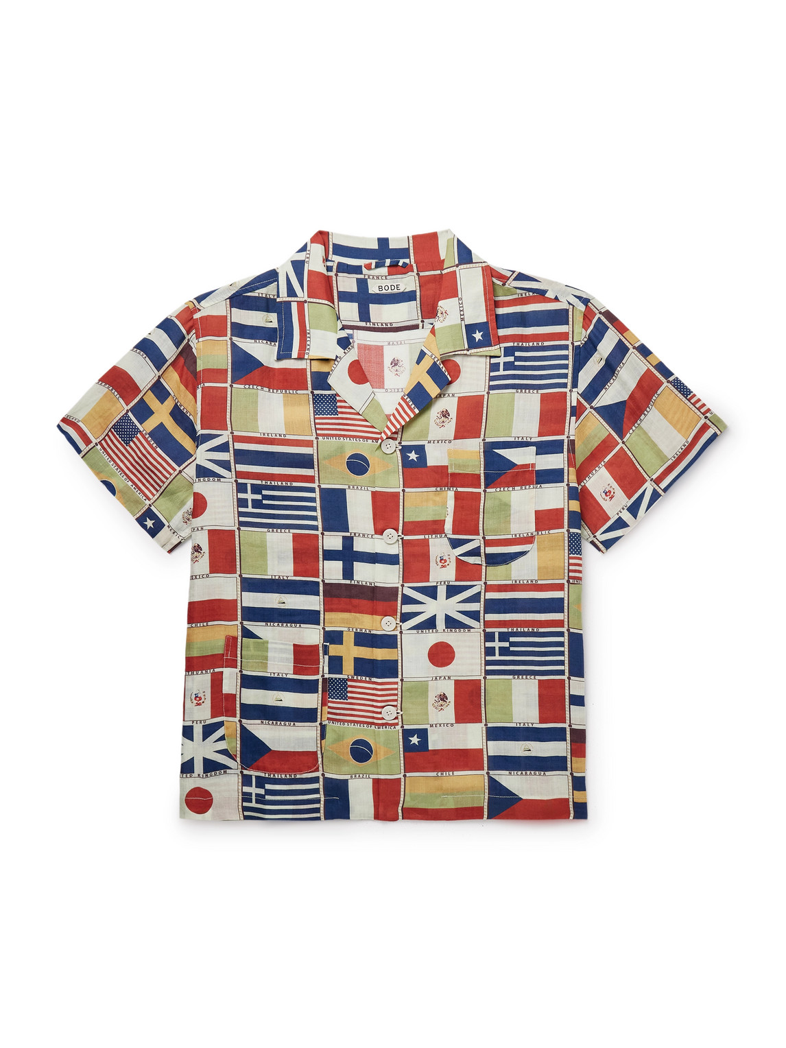 Bode International Camp-collar Printed Linen Shirt In Multi