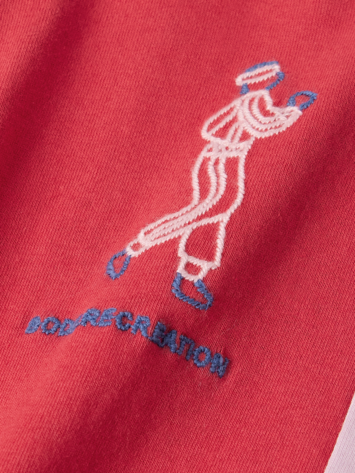 Bode Embroidered Striped Cotton-jersey T-shirt In Red