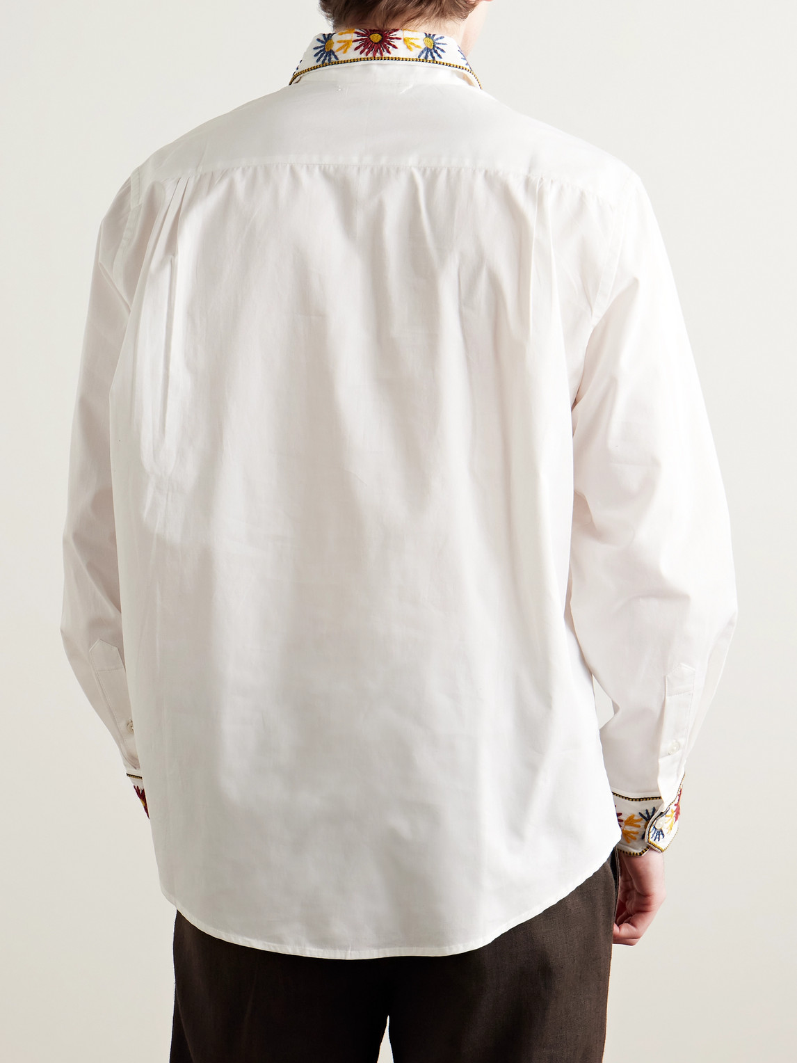 Bode Candyfloss Embroidered Cotton Oxford Shirt In White