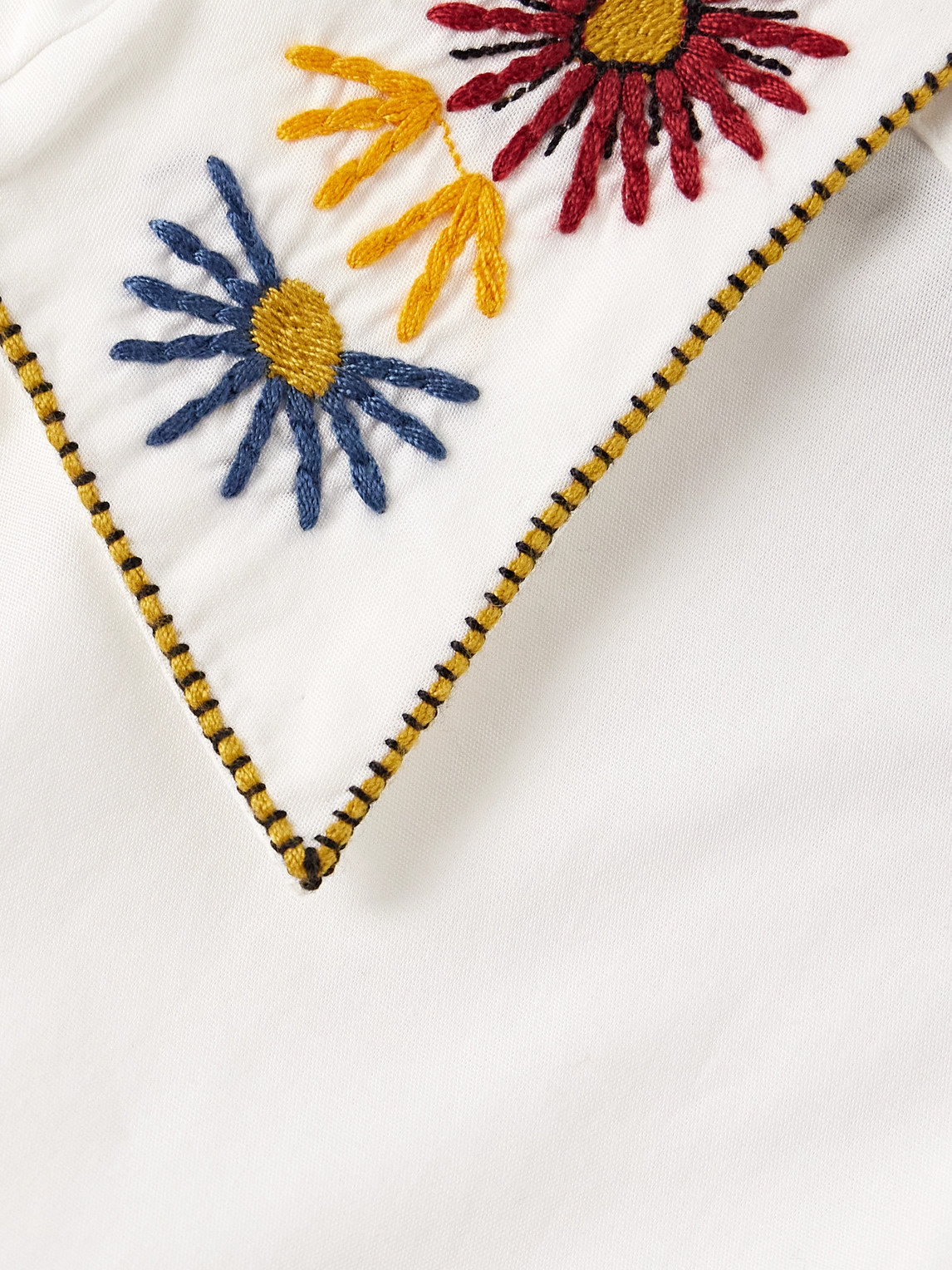 Bode Candyfloss Embroidered Cotton Oxford Shirt In White