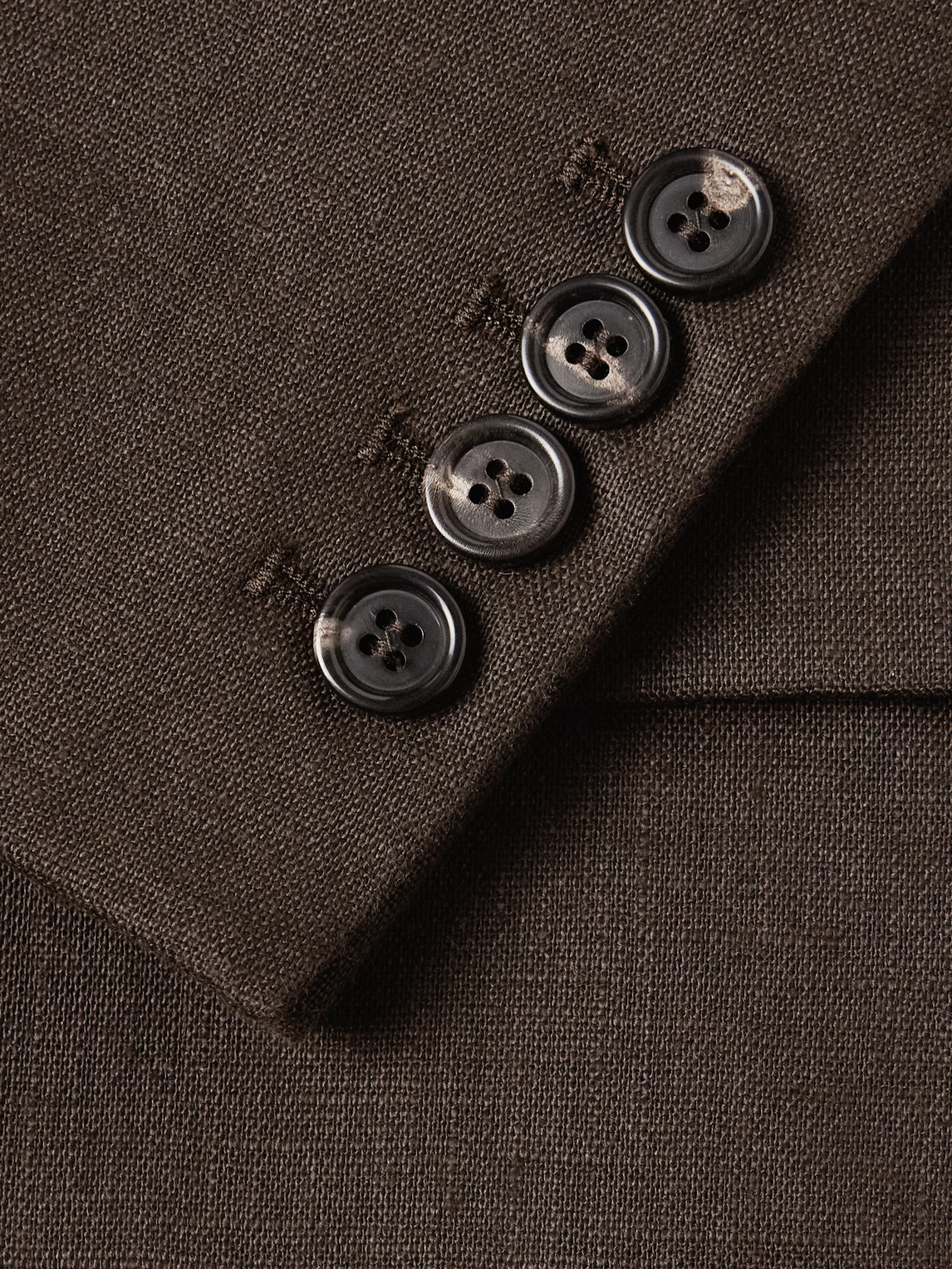 Bode Linen Double-breasted Suit Jacket In Brown