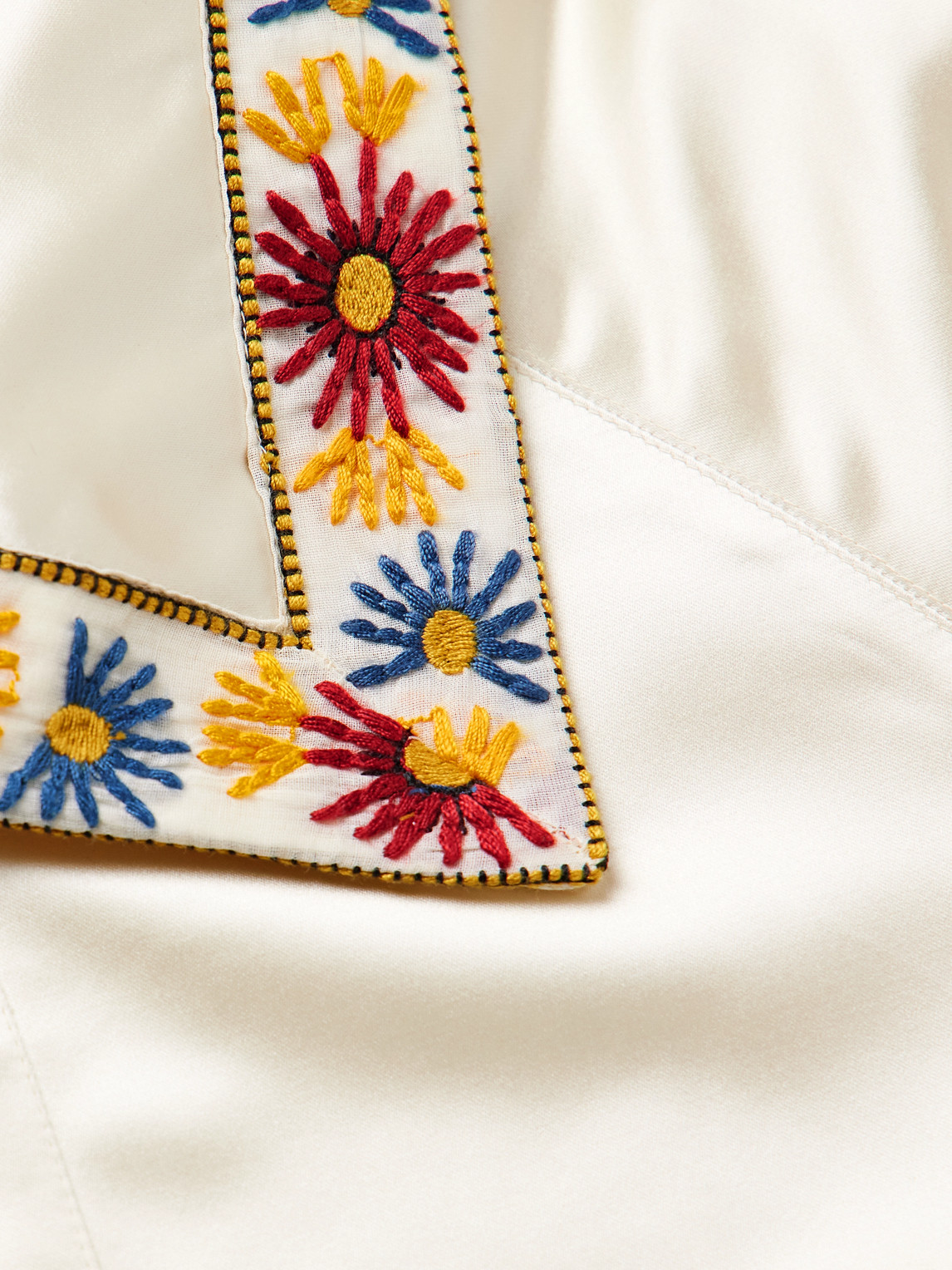 Bode Candyfloss Embroidered Voile-trimmed Satin Track Jacket In Neutrals