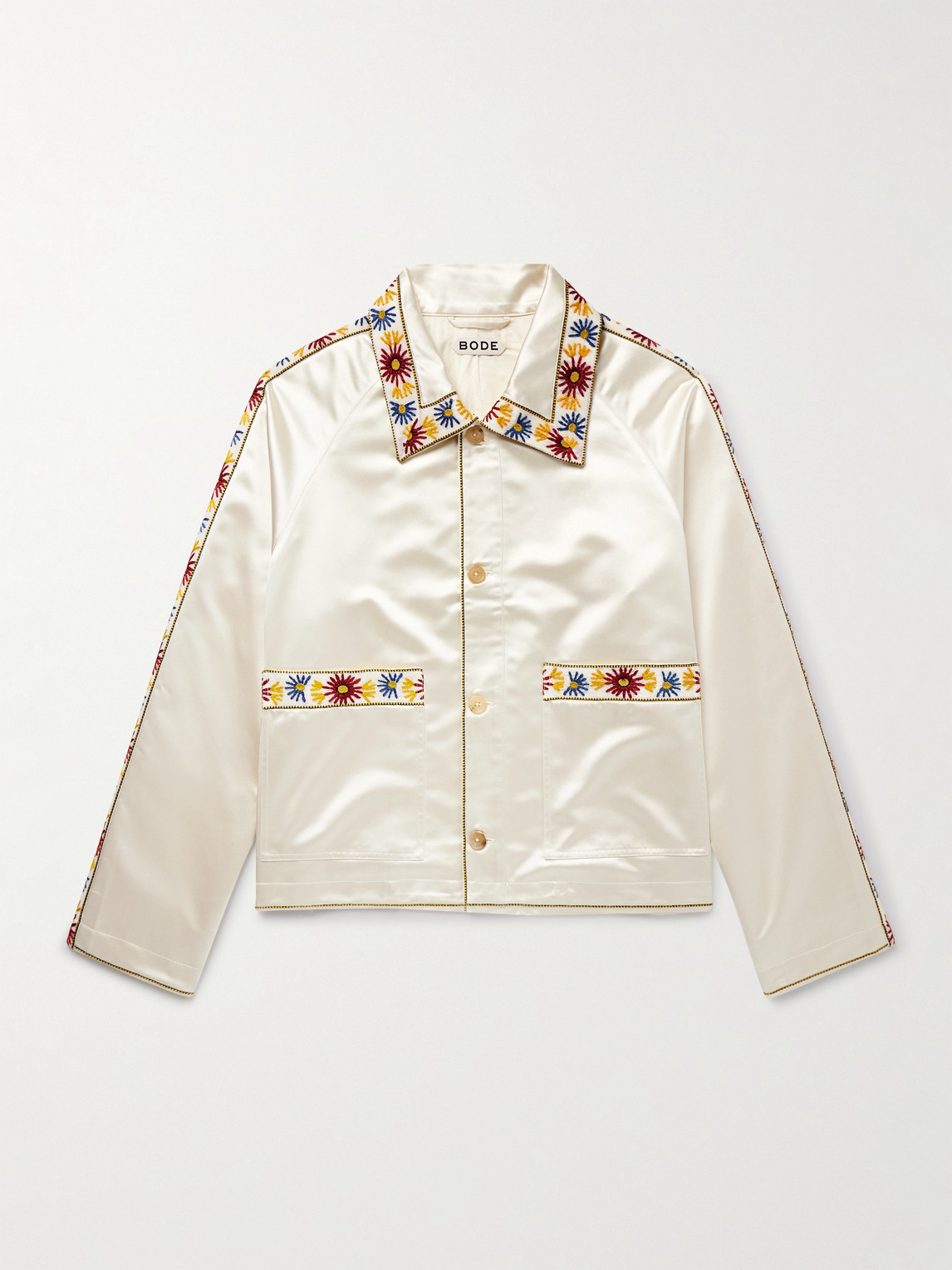BODE Candyfloss Embroidered Voile-Trimmed atin Track Jacket - Men