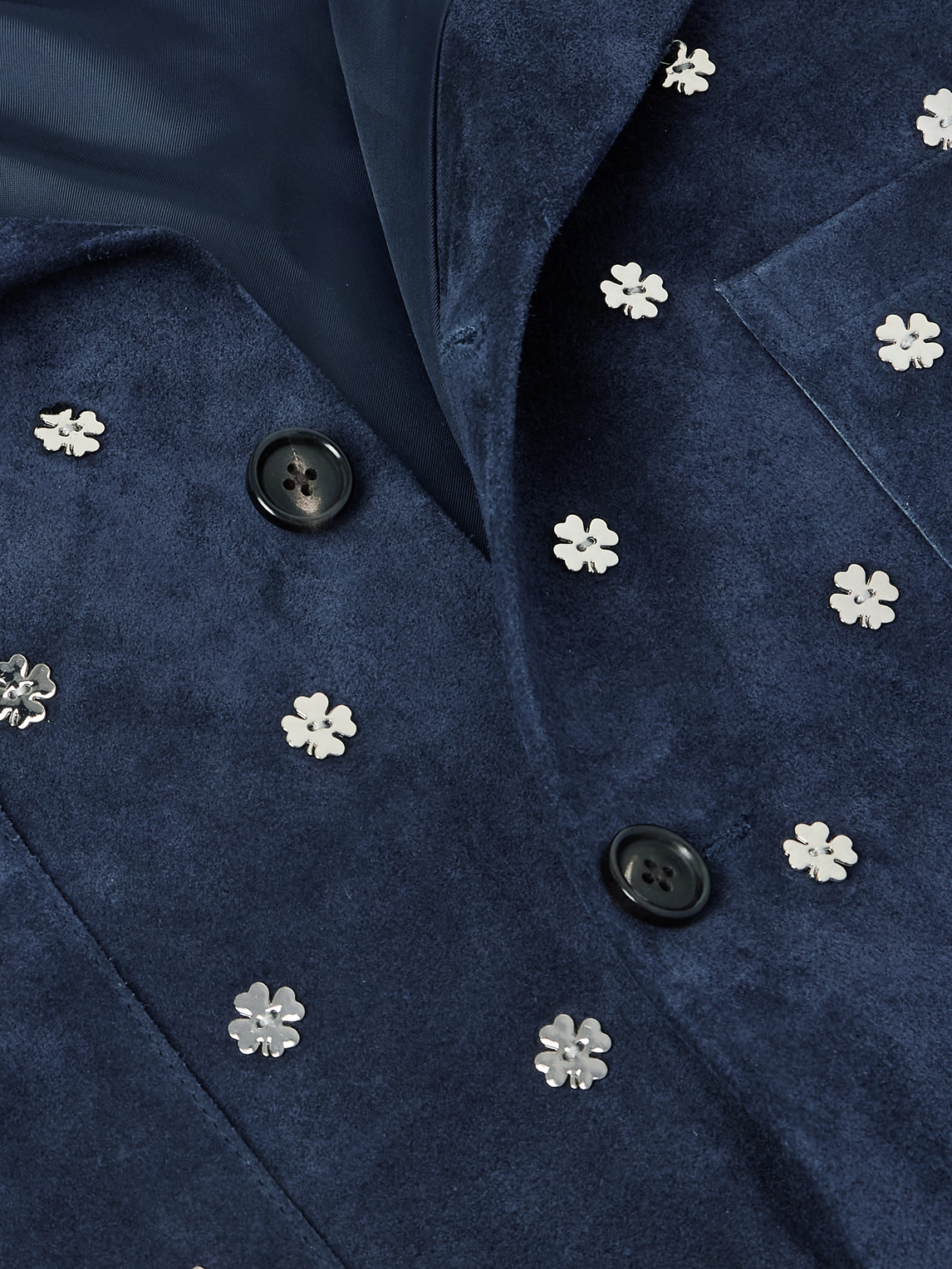 Bode Clover Embellished Suede Overshirt