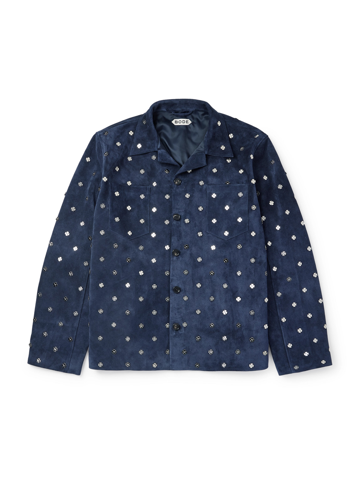 Clover Embellished Suede Overshirt