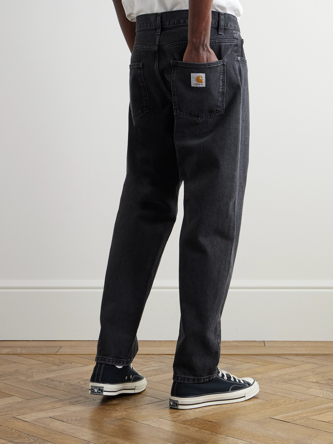Carhartt Pantalon Newel Black Stone Washed In Black
