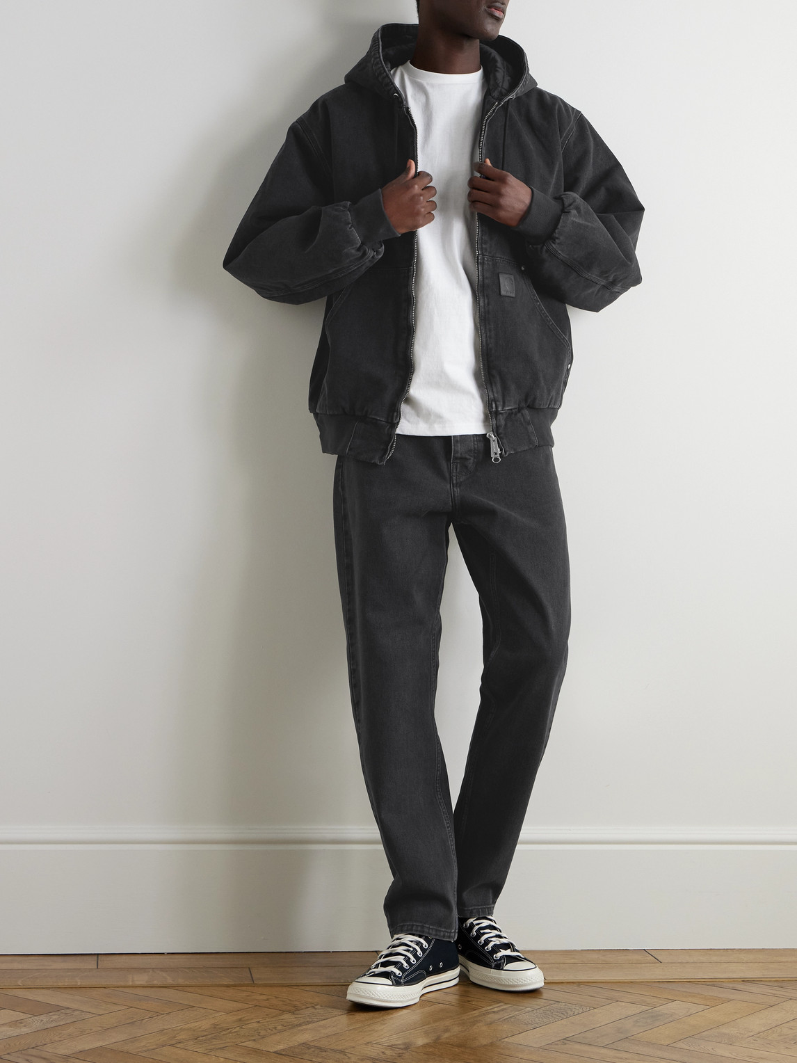Carhartt Pantalon Newel Black Stone Washed In Black