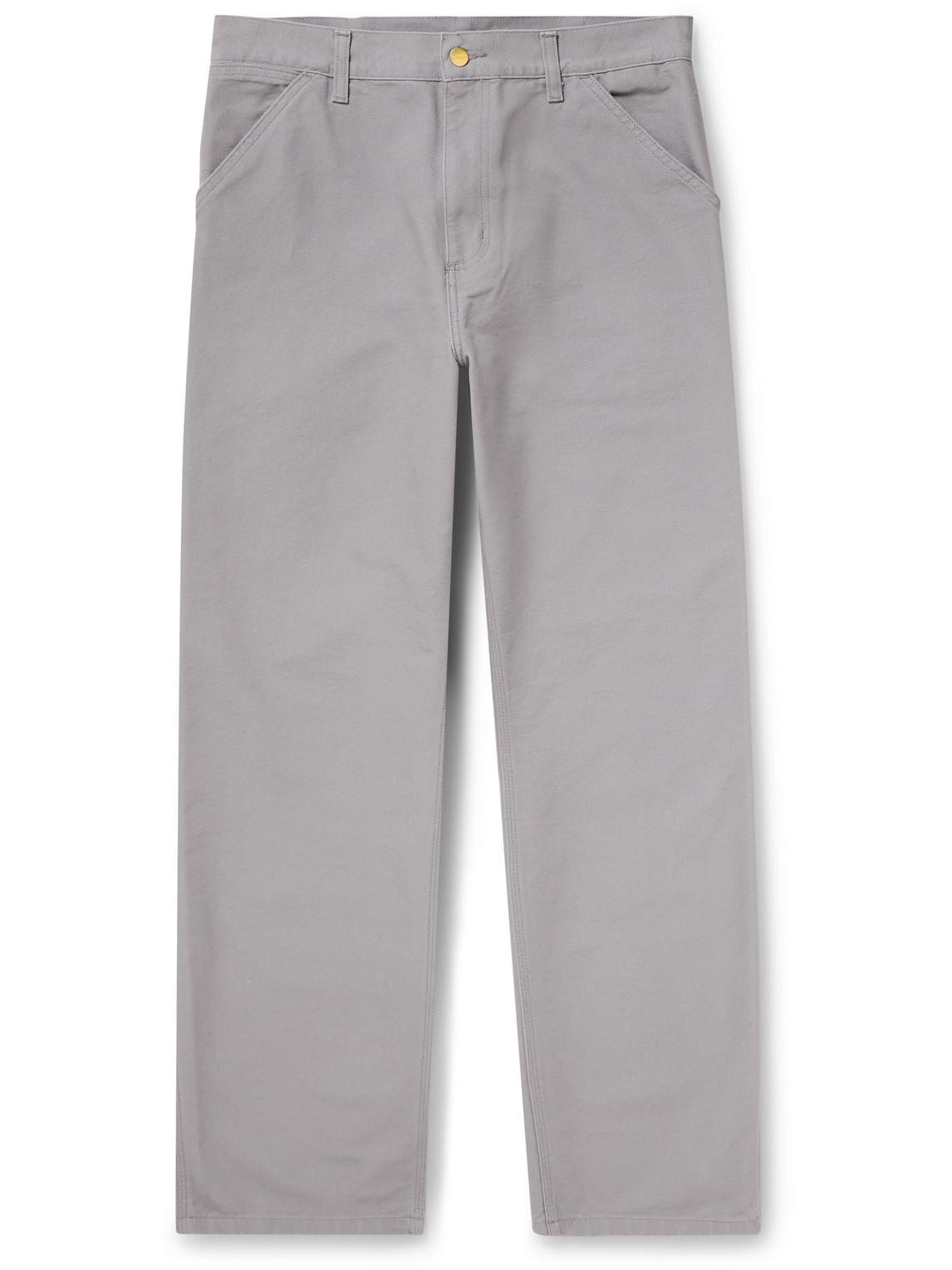 Carhartt Single Knee Straight-leg Organic Cotton-canvas Trousers In Gray