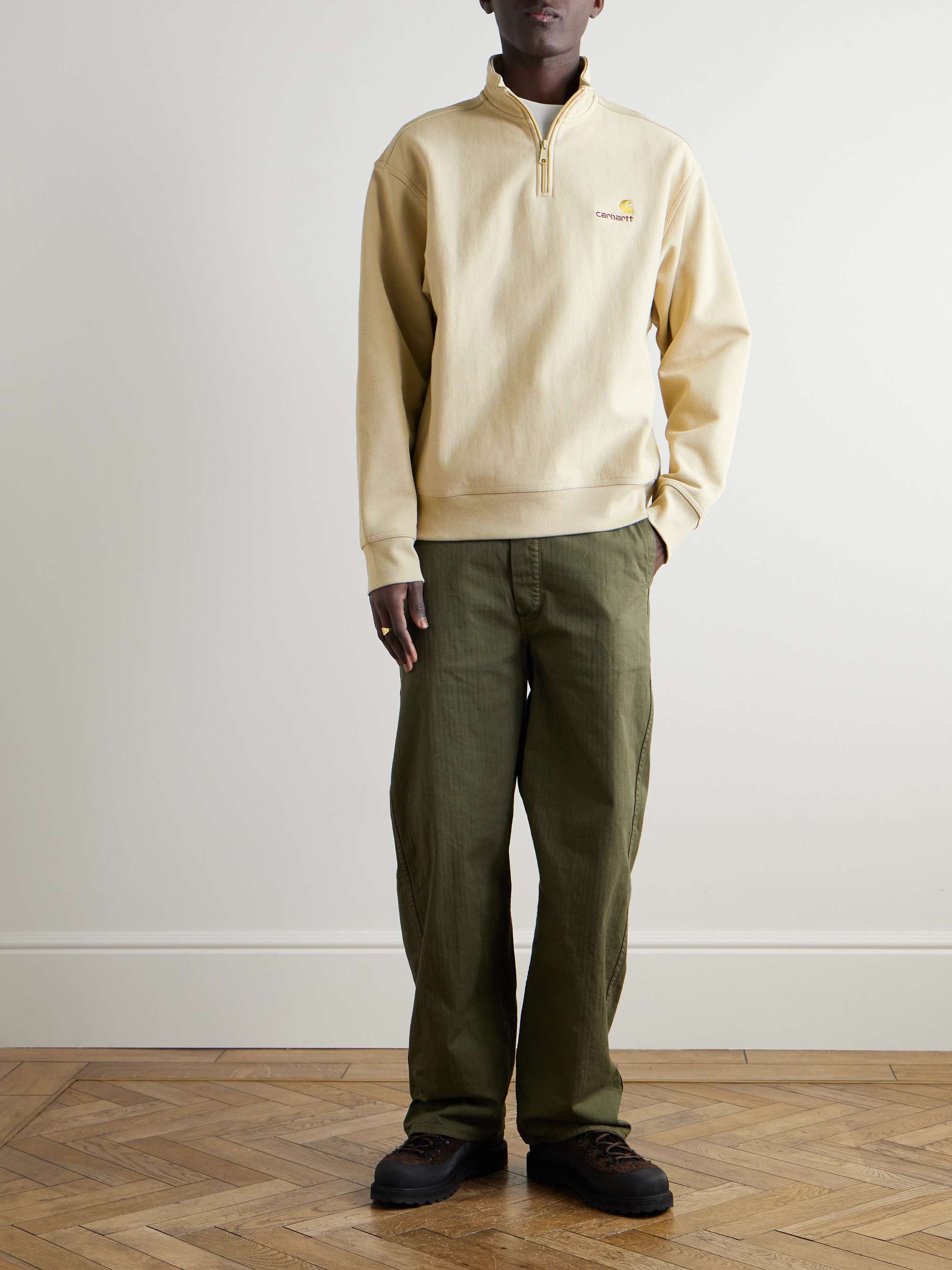 CARHARTT WIP Felpa in jersey di misto cotone con mezza zip American Script