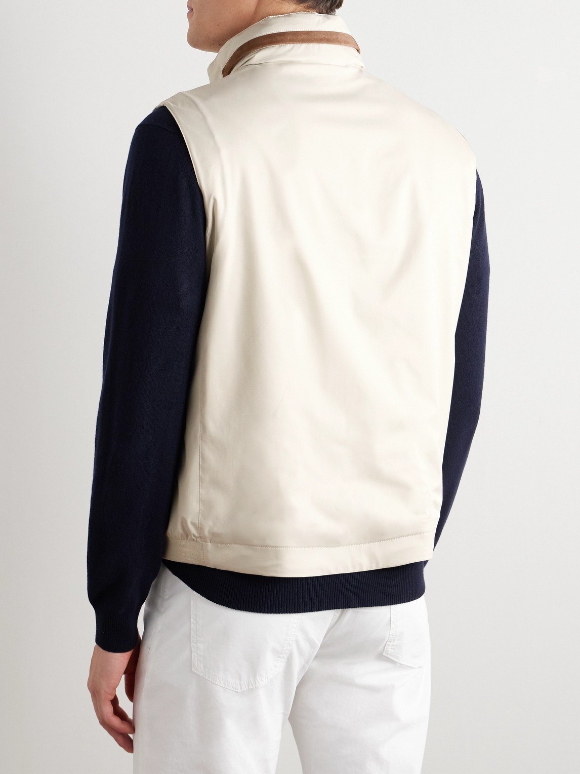 KITON SUEDE-TRIMMED SHELL GILET
