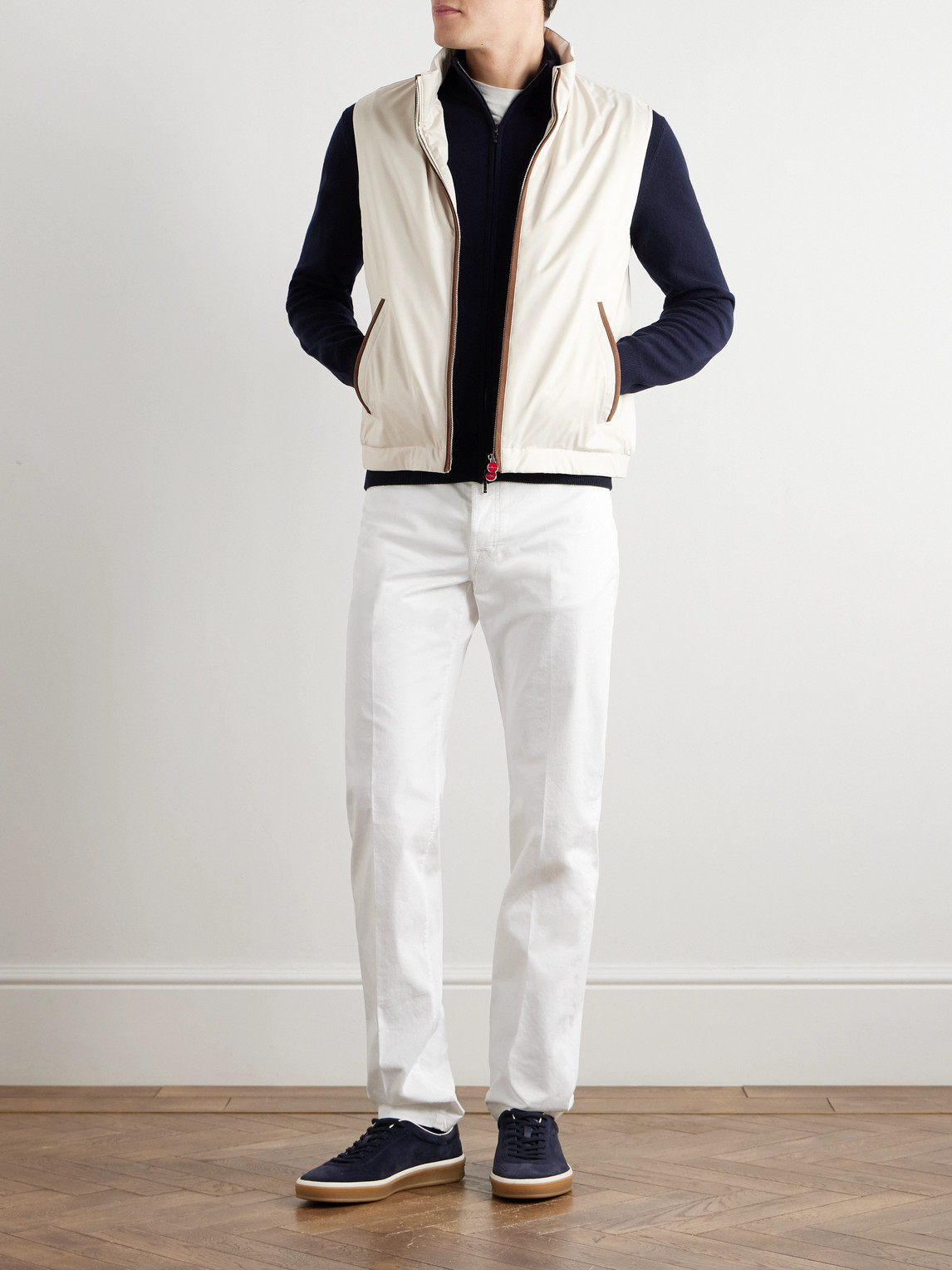 KITON SUEDE-TRIMMED SHELL GILET