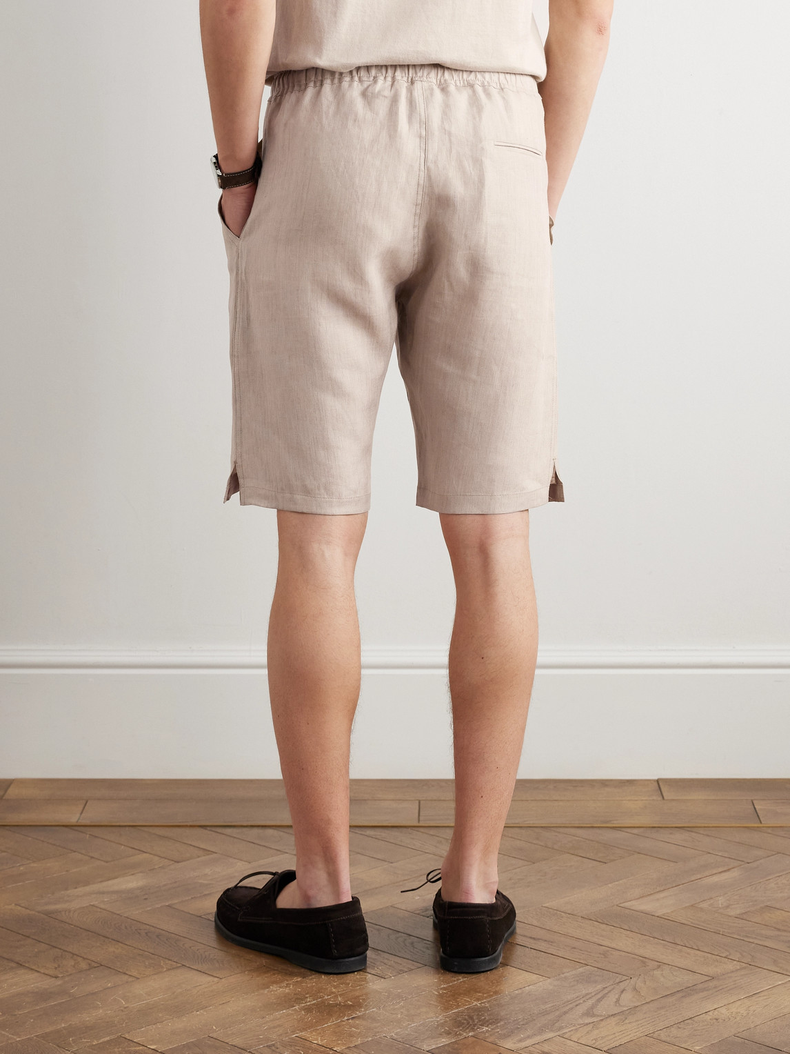 KITON STRAIGHT-LEG LINEN DRAWSTRING SHORTS