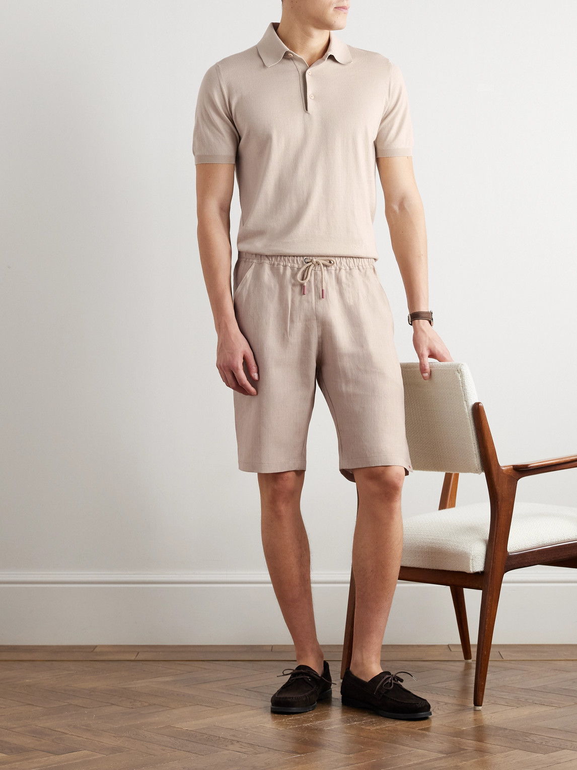 KITON STRAIGHT-LEG LINEN DRAWSTRING SHORTS