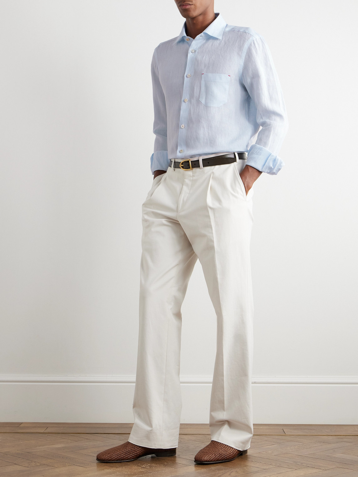 KITON SLIM-FIT LINEN SHIRT