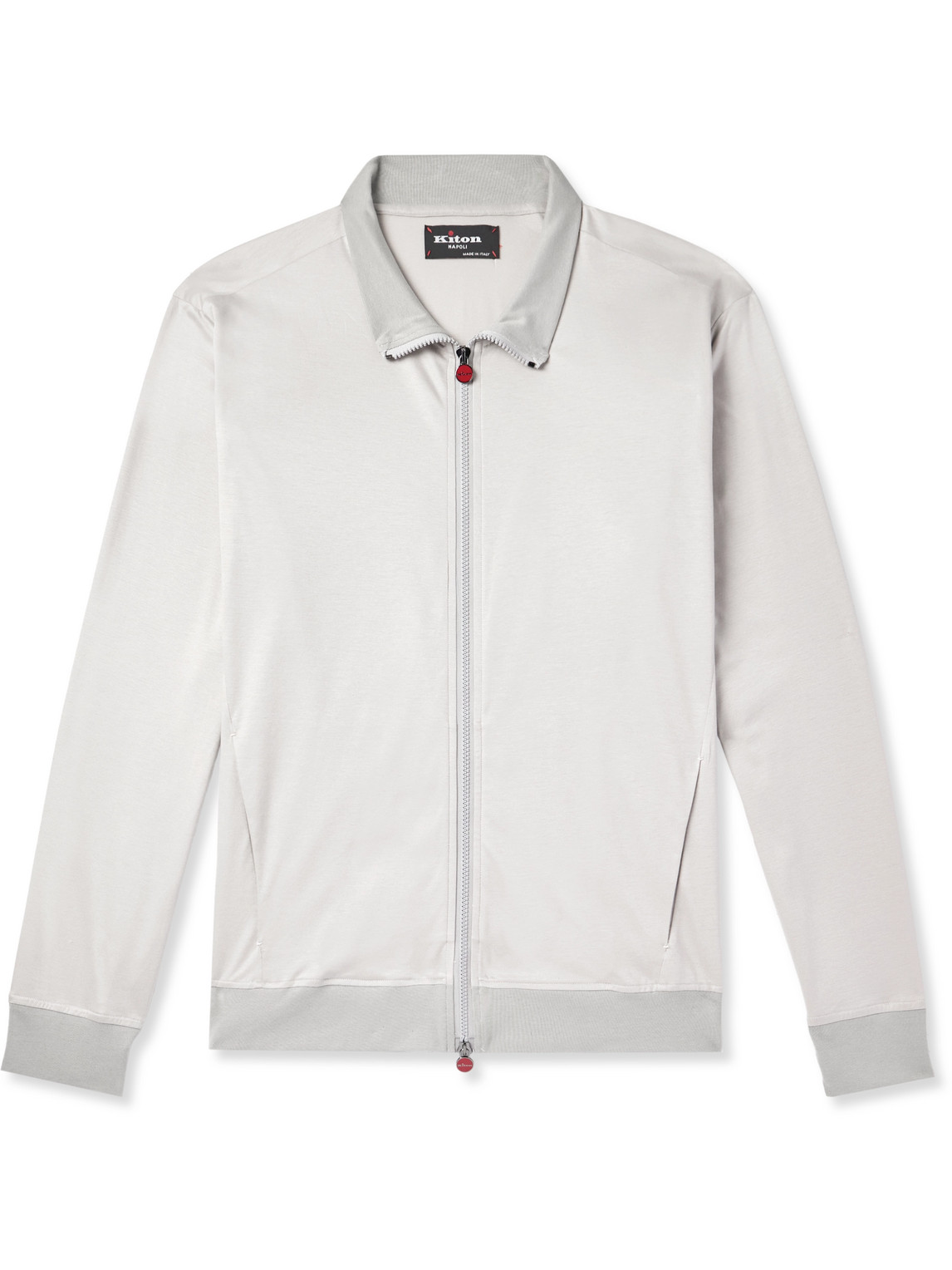 Kiton Cotton-jersey Track Jacket In Neutrals
