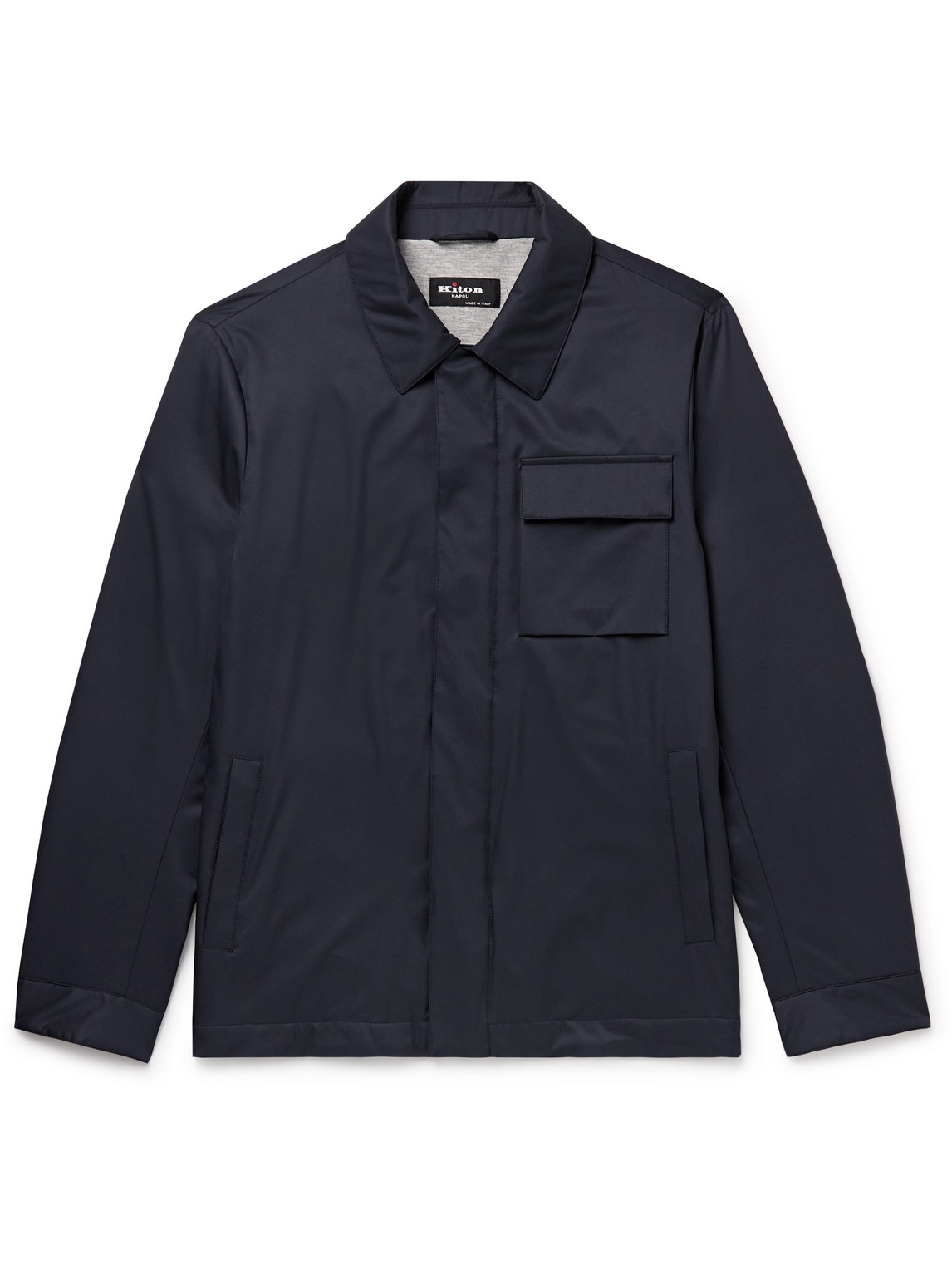 Kiton Tech-twill Overshirt In Blue